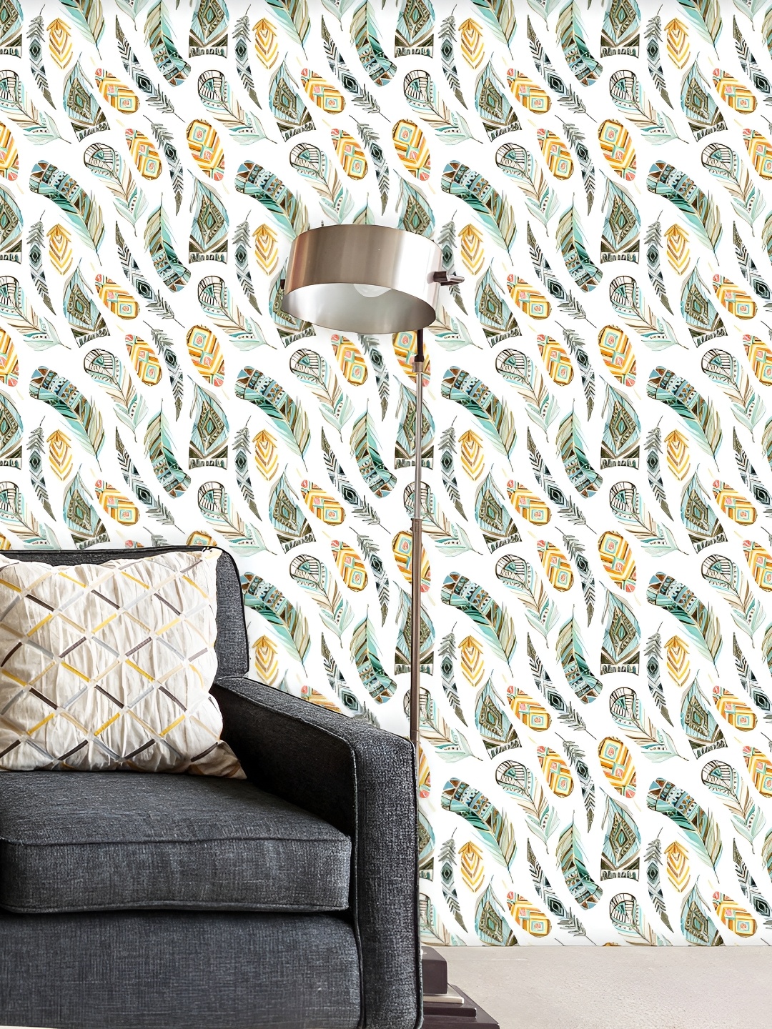 

ArtzFolio White & Green Feathers Printed Self-Adhesive Wallpaper