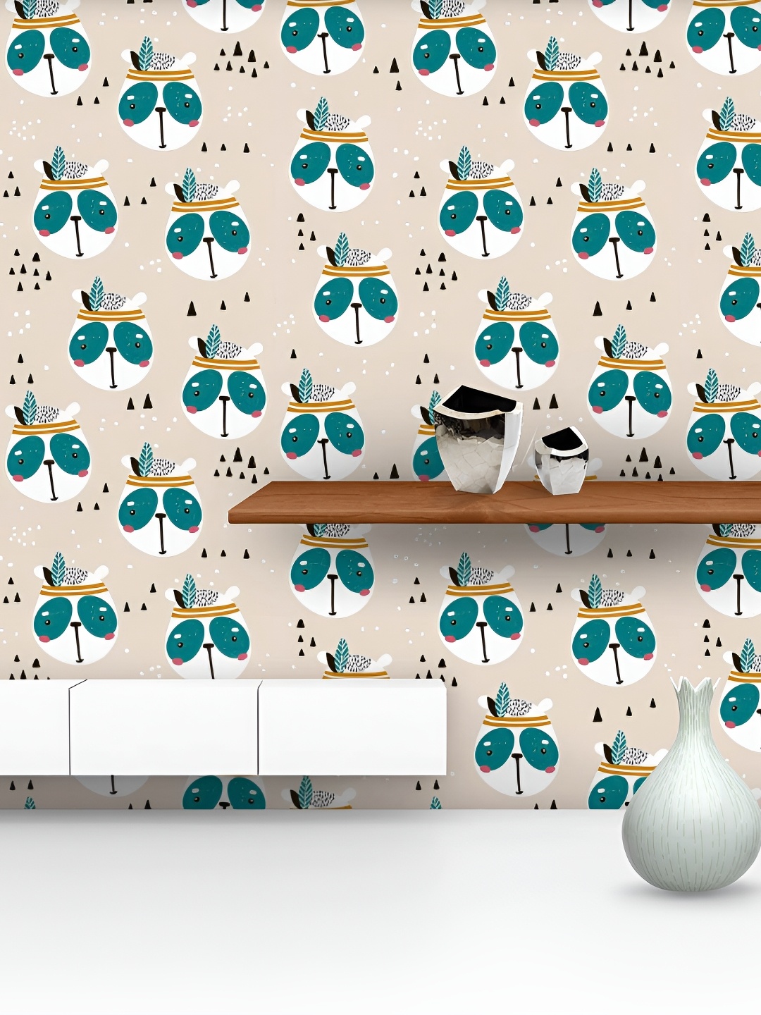 

ArtzFolio Beige & Blue Printed Self-Adhesive Wallpaper