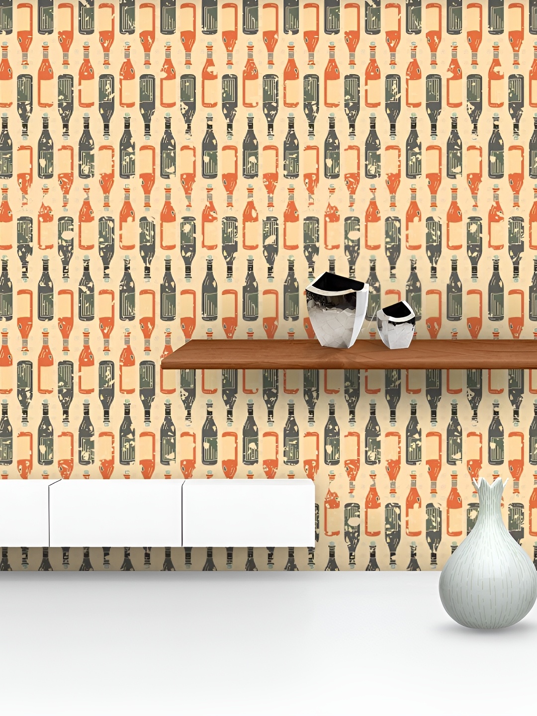 

ArtzFolio Quirky Wine Bottles Print Peel & Stick Non-PVC Vinyl Self-Adhesive Wall Sticker, Beige