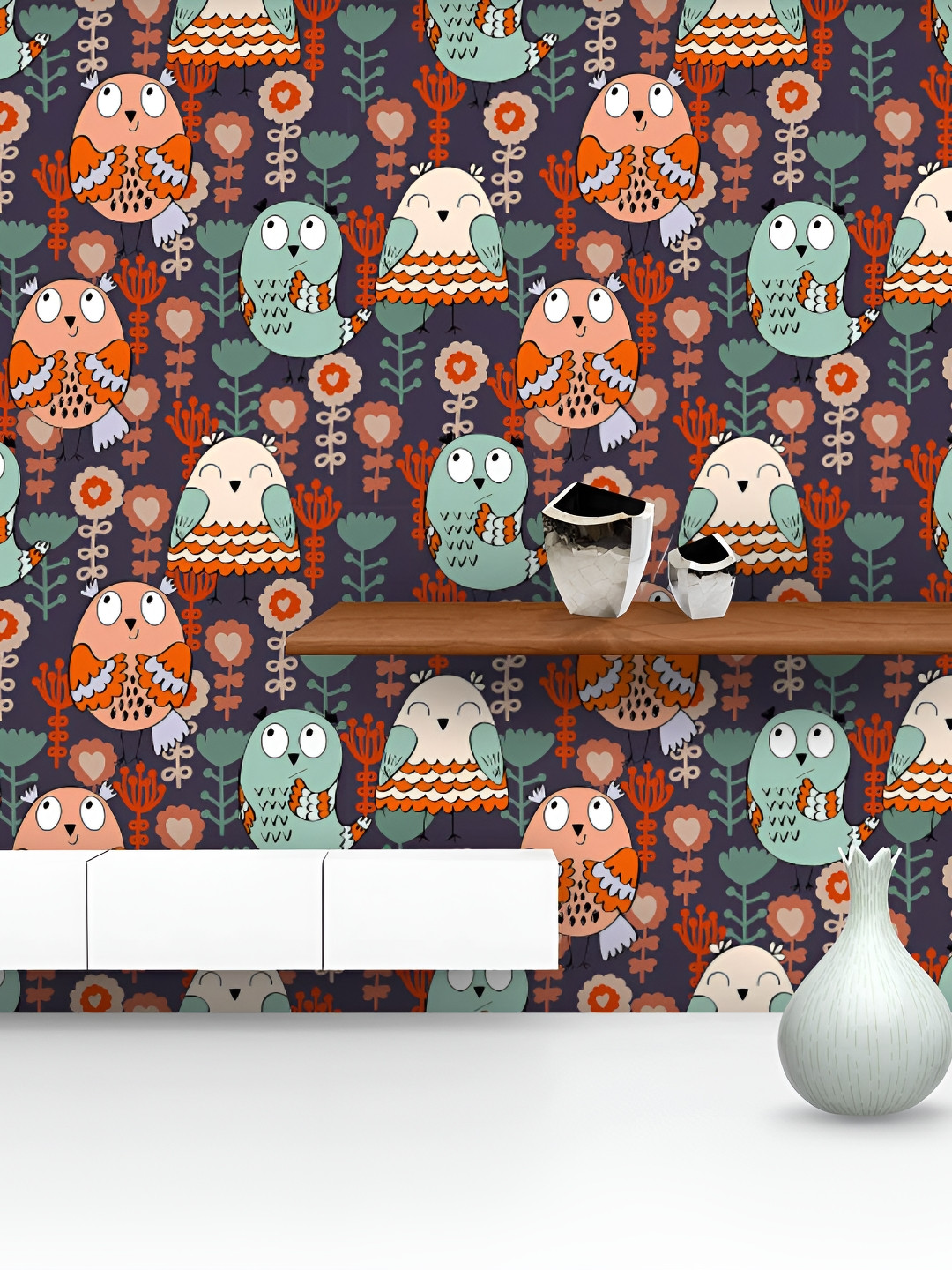 

ArtzFolio Green & Red Cartoon Printed Water Resistant Peel & Stick Wallpaper