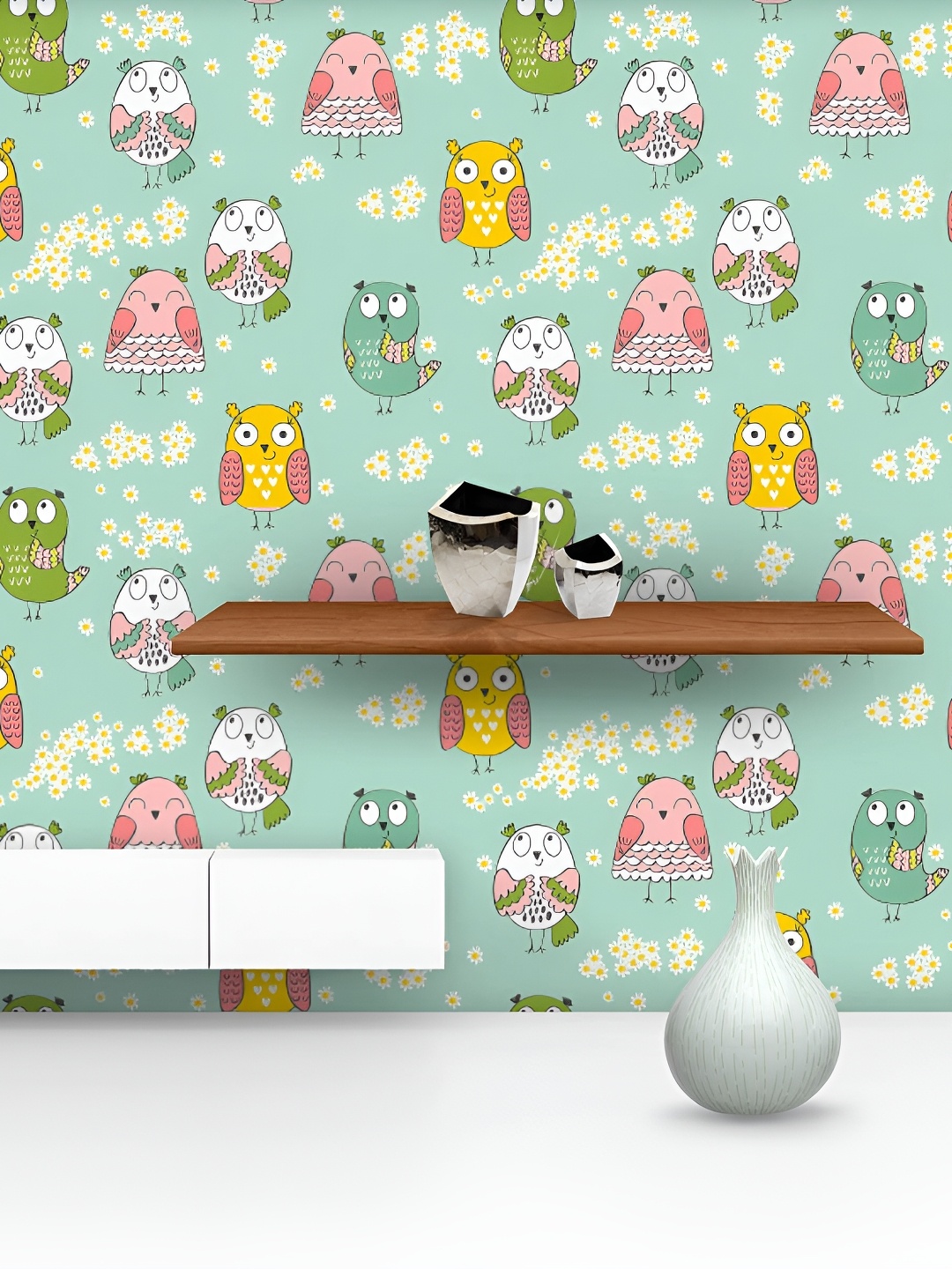 

ArtzFolio Green & Pink Printed Self Adhesive Wallpaper