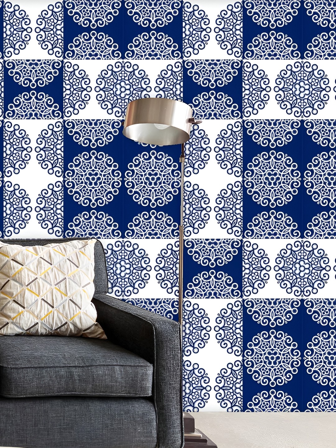 

ArtzFolio Blue & White Printed Self-Adhesive Water Resistant Wall Sticker