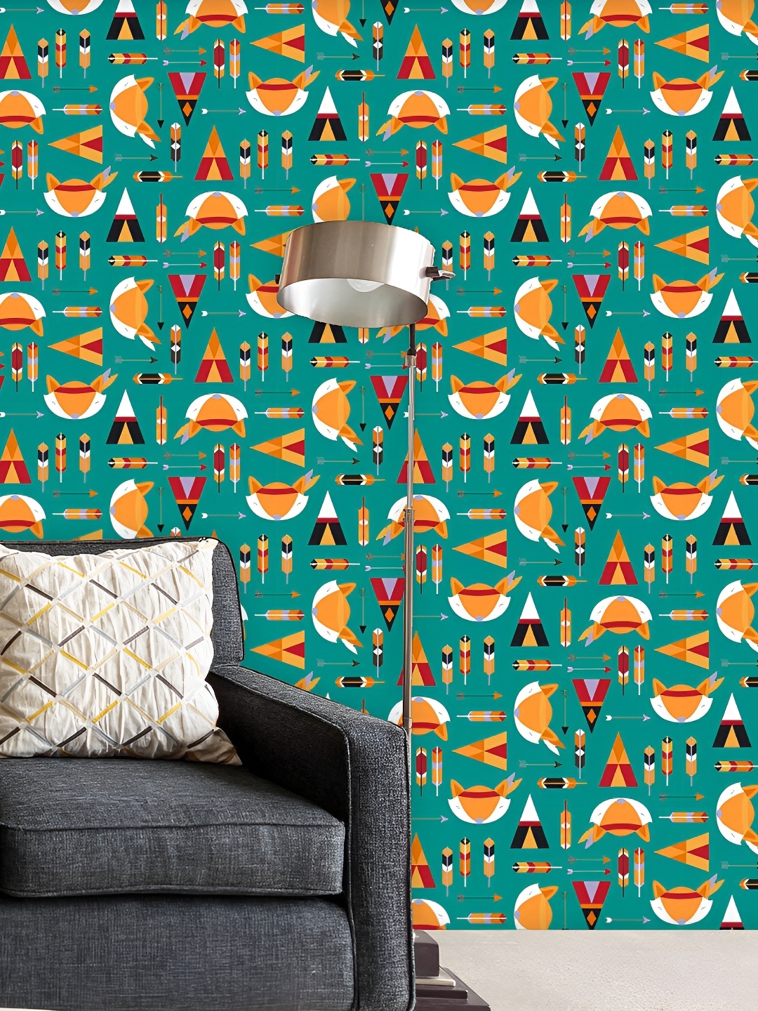 

ArtzFolio Green & Orange Foxes Printed Self-Adhesive Peel & Stick Wallpaper