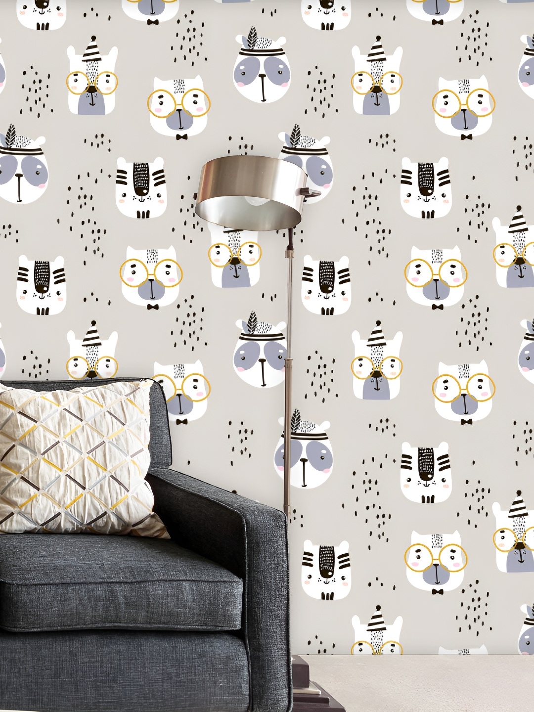 

ArtzFolio Grey & White Printed Self Adhesive Wallpaper