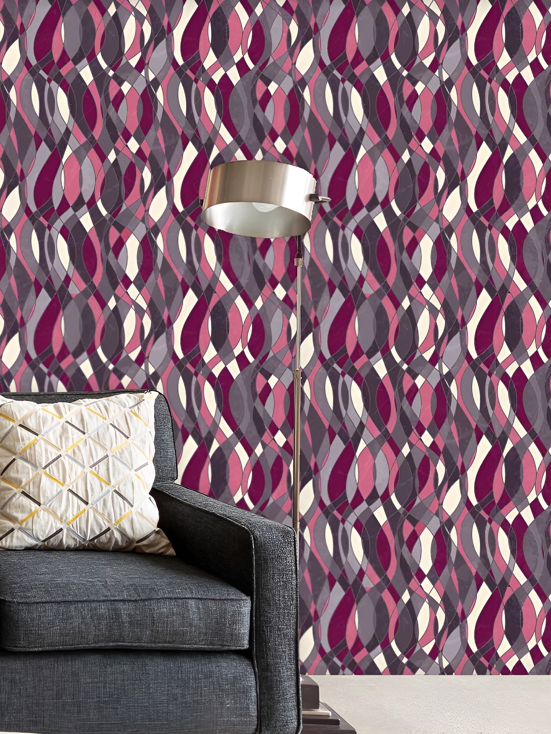 

ArtzFolio Purple & Grey Abstract Printed Water Resistant Peel & Stick Wallpaper