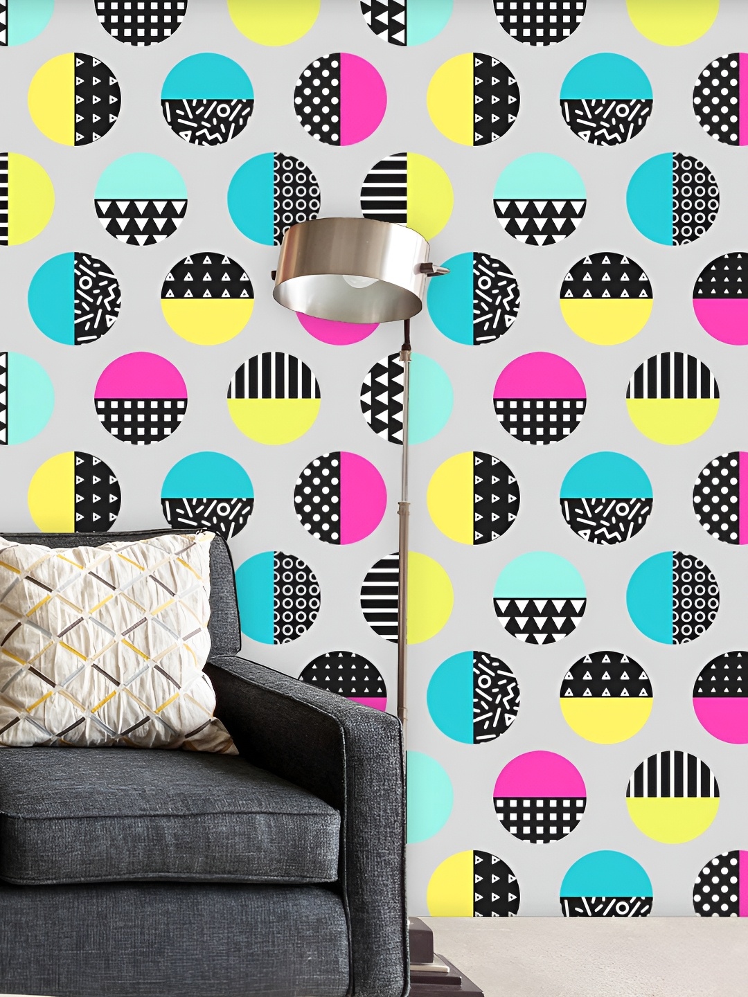 

ArtzFolio Grey & Pink Printed Self-Adhesive Peel & Stick Wallpaper