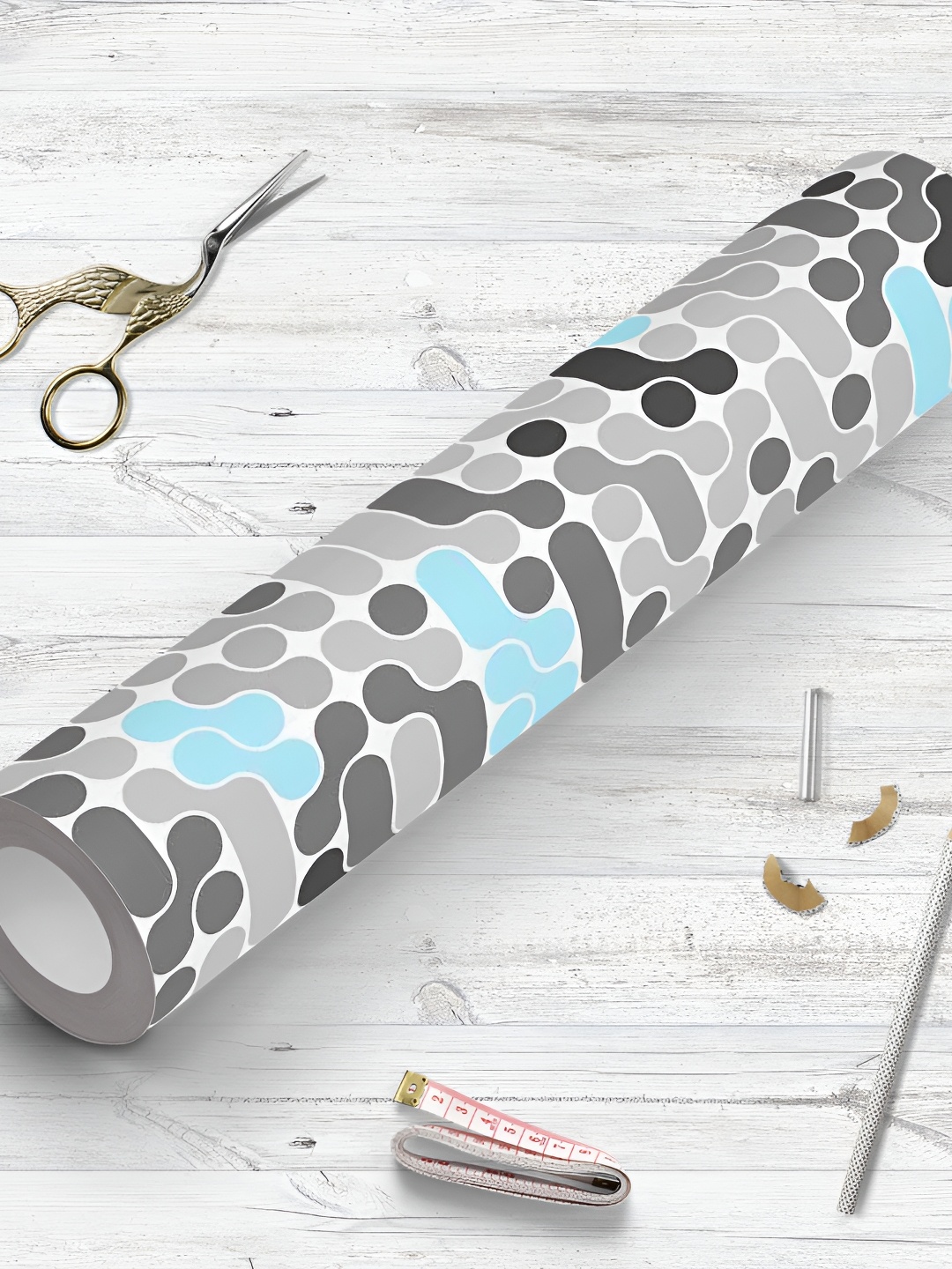 

ArtzFolio Blue & Grey Abstract Printed Water Resistant Peel & Stick Wallpaper