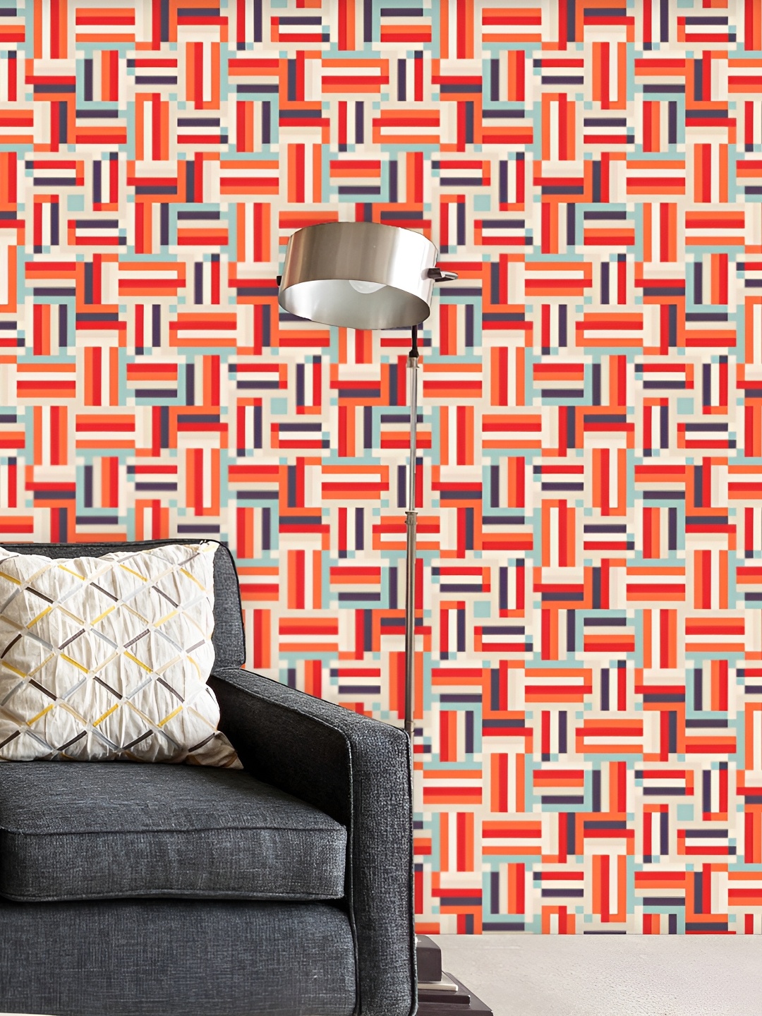 

ArtzFolio Red & Orange Geometric Printed Self-Adhesive Peel & Stick Wallpaper