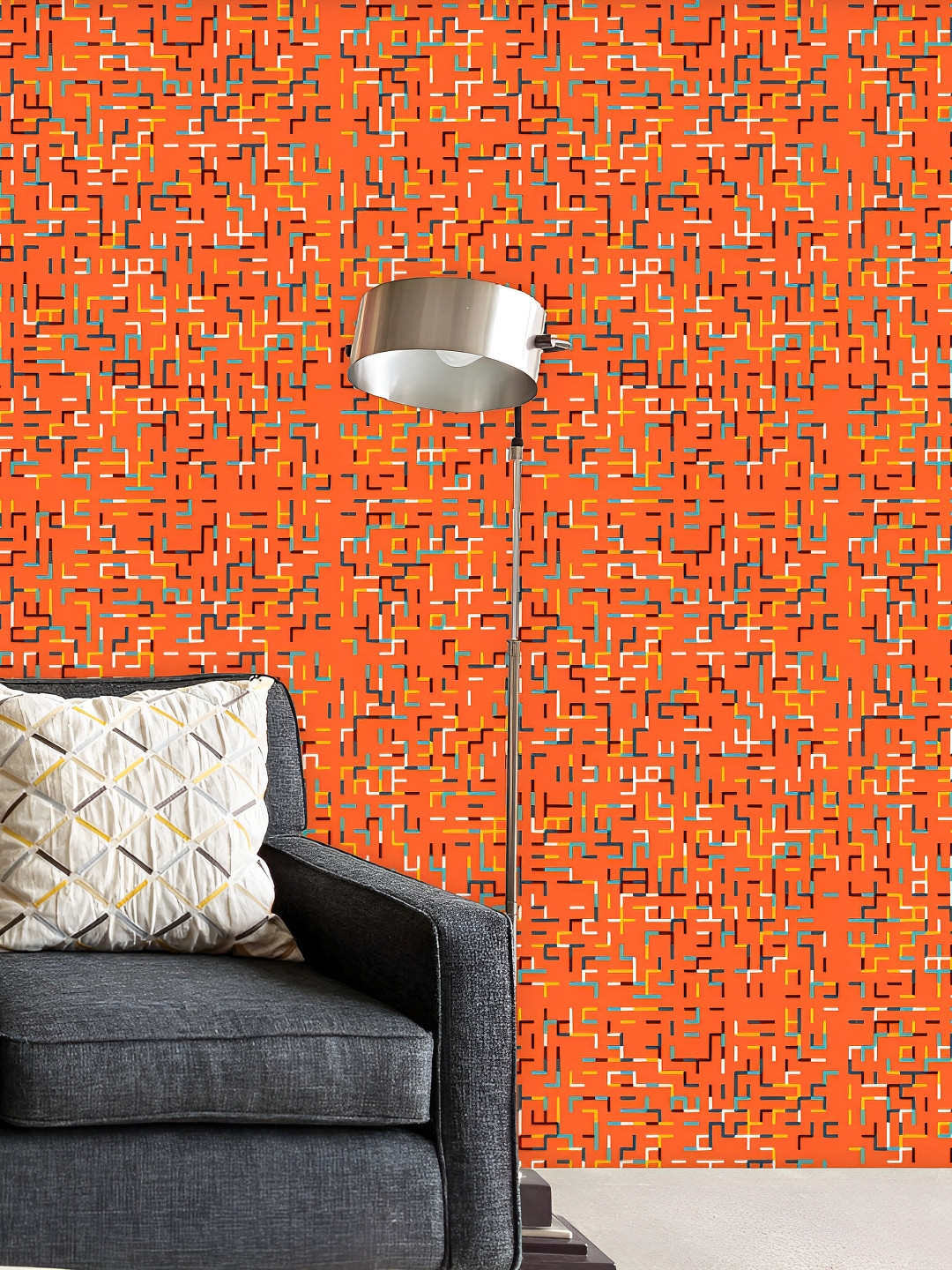 

ArtzFolio Orange & Blue Printed Self Adhesive Wallpaper