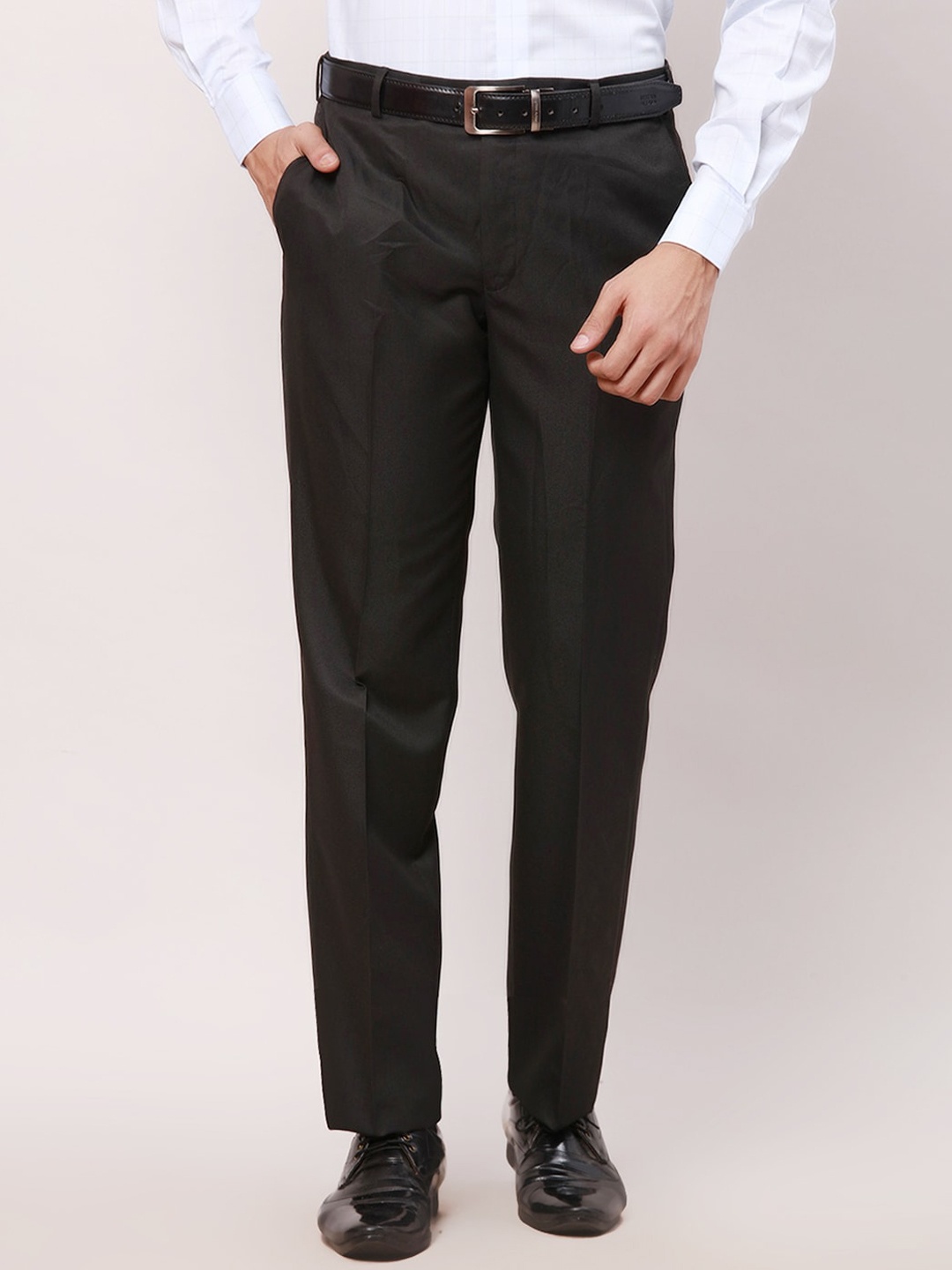 

Park Avenue Men Regular Fit Mid-Rise FormalTrousers, Black