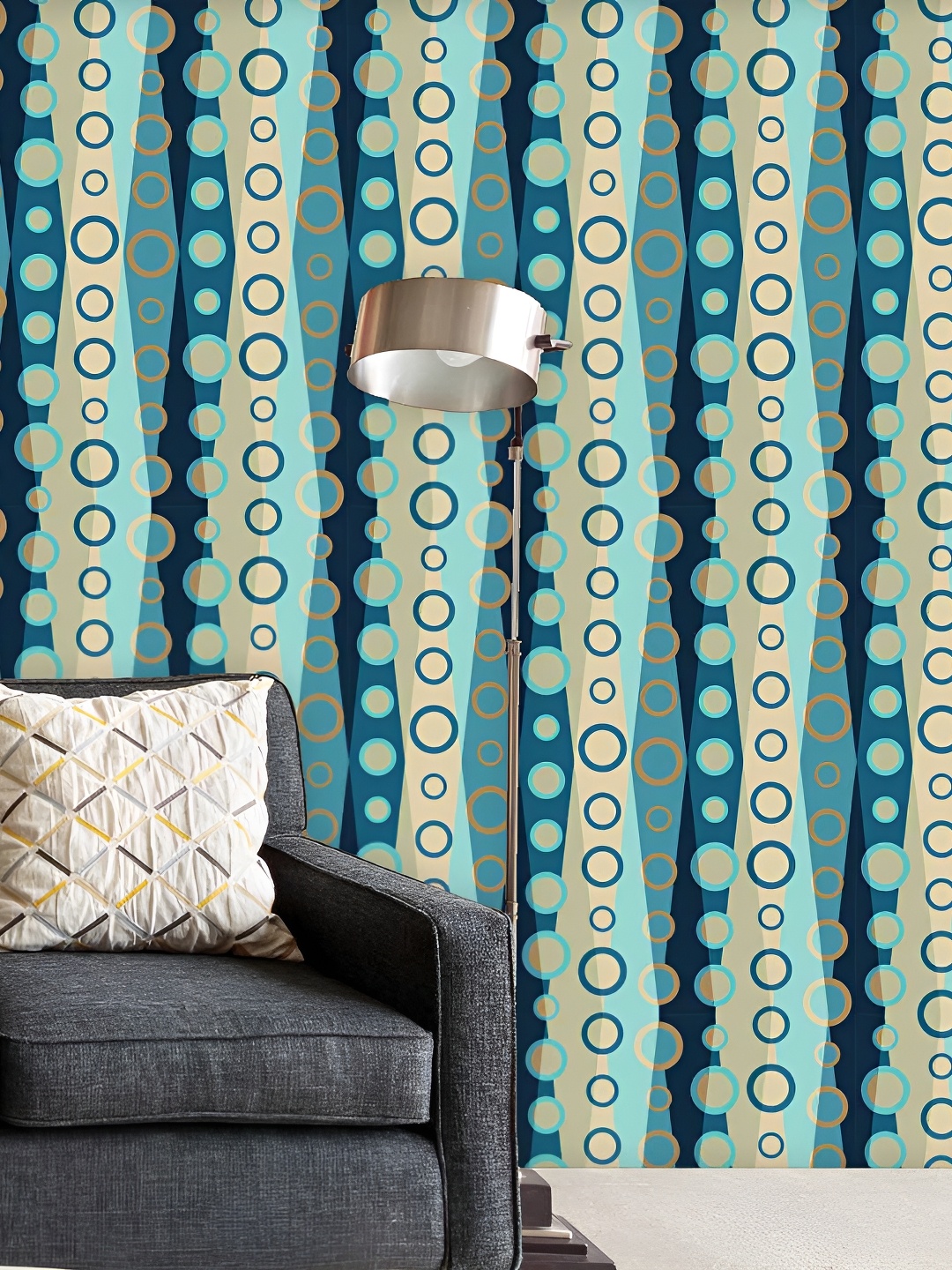 

ArtzFolio Blue & Off White Printed Self Adhesive Wallpaper