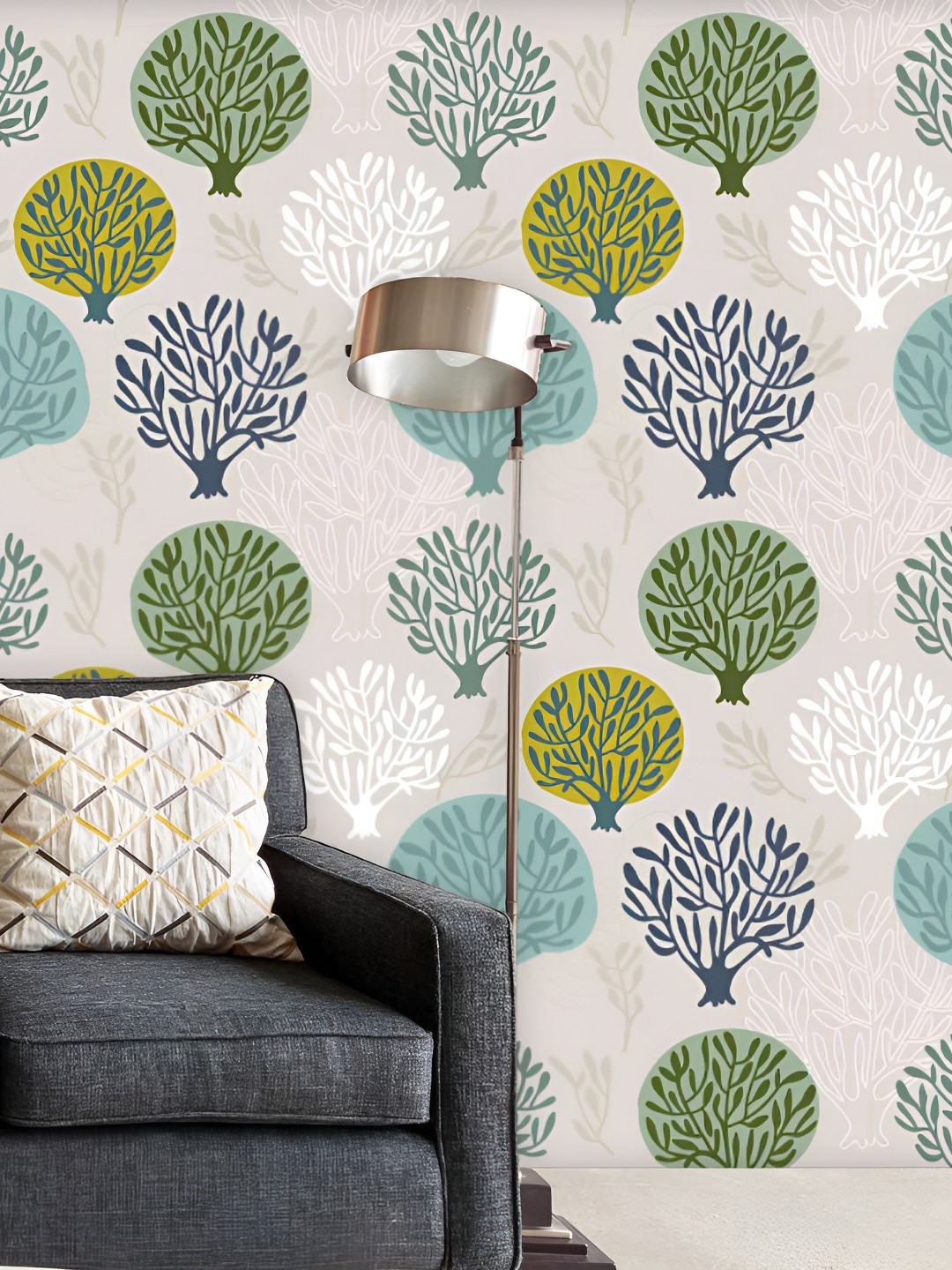 

ArtzFolio Grey & Yellow Floral Printed Self Adhesive Wall Decal