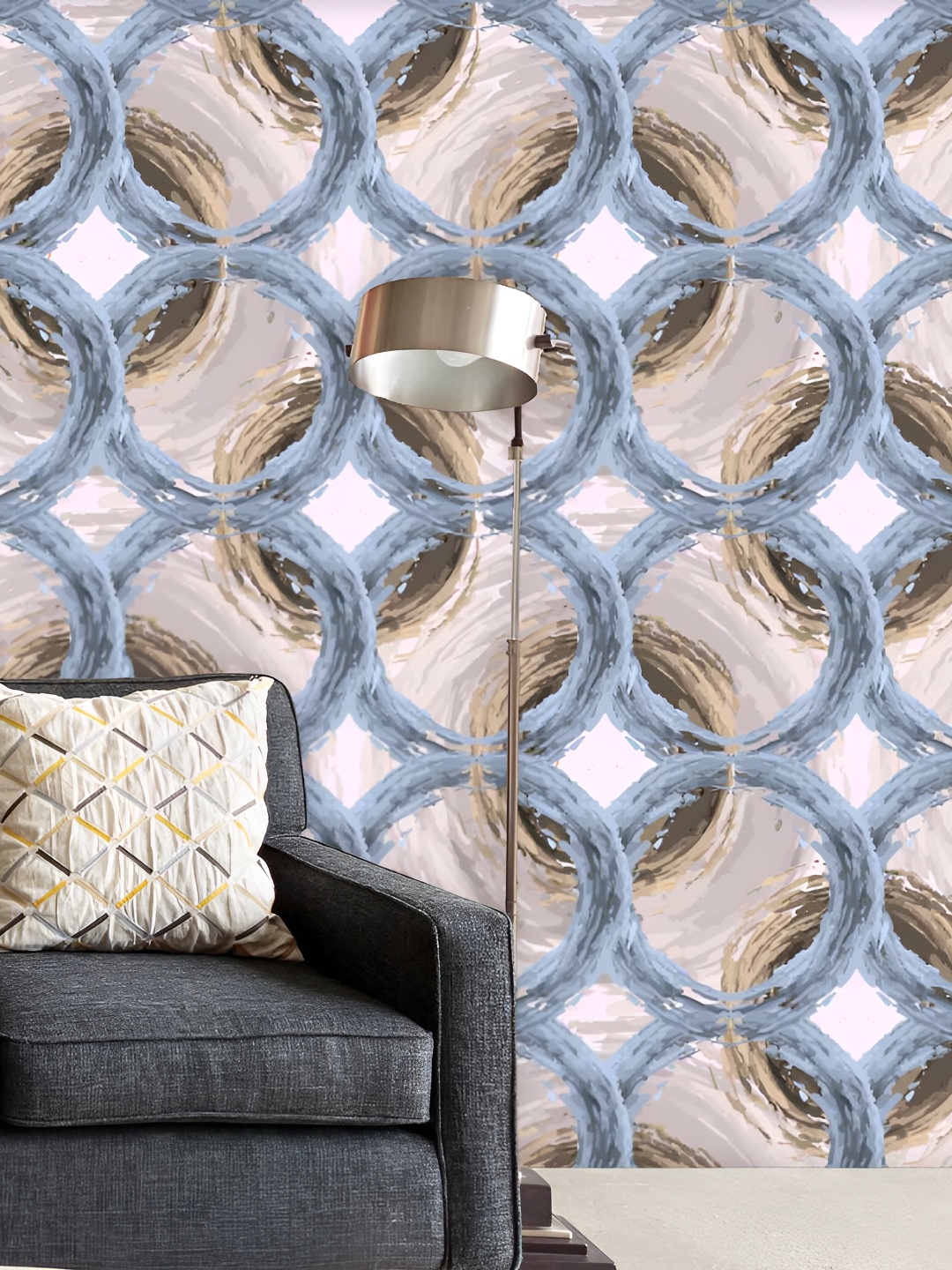 

ArtzFolio Beige & Blue Printed Self-Adhesive Peel & Stick Wallpaper