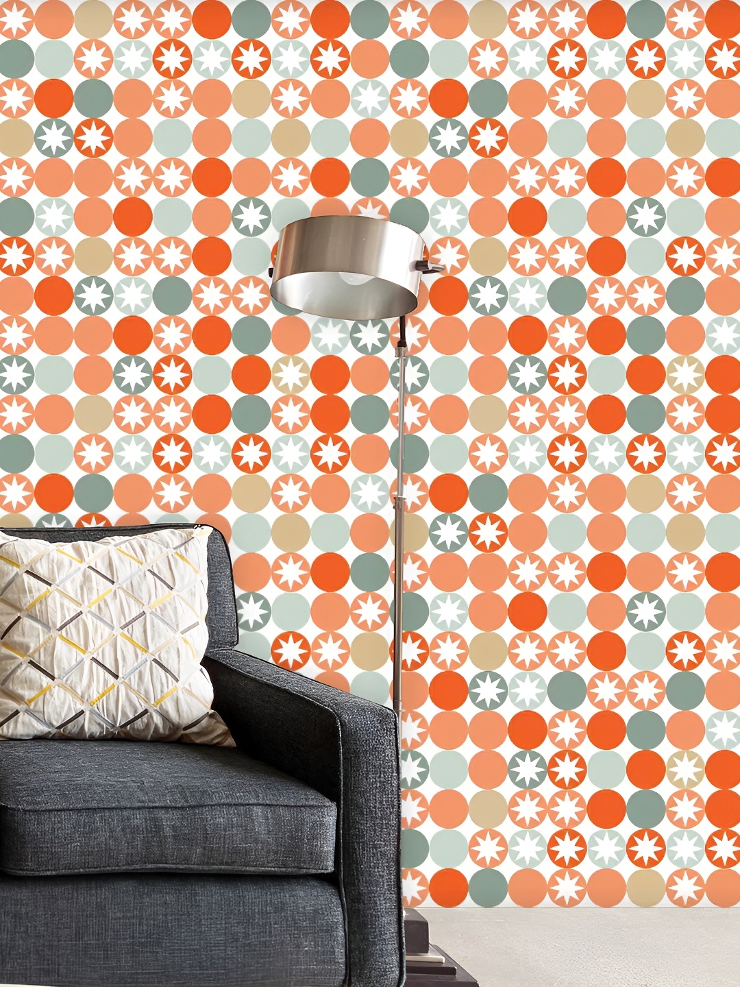 

ArtzFolio White & Orange Printed Self Adhesive Peel & Stick Wallpaper