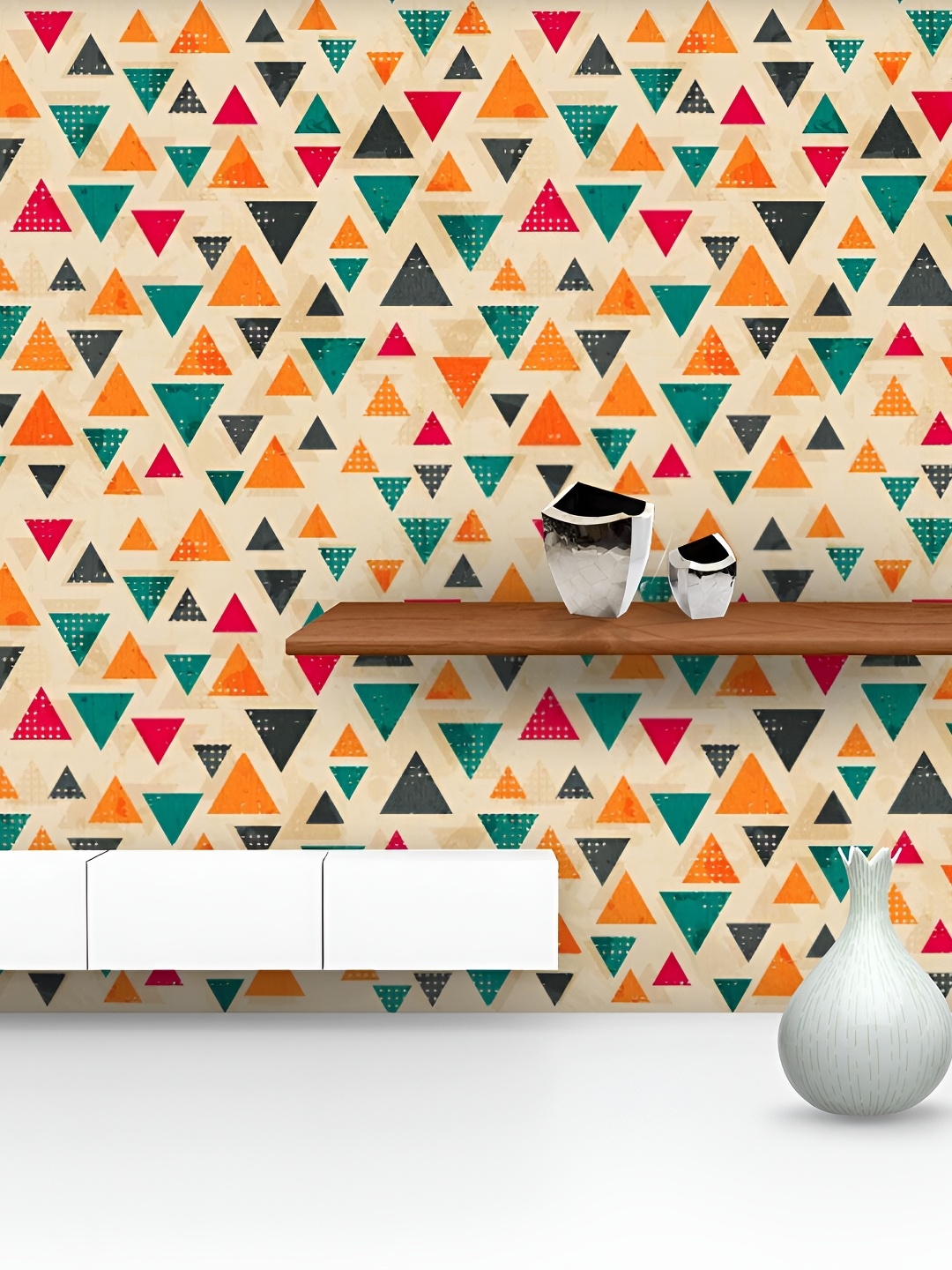 

ArtzFolio Beige Teal Abstract Self-Adhesive Peel & Stick Wallpaper