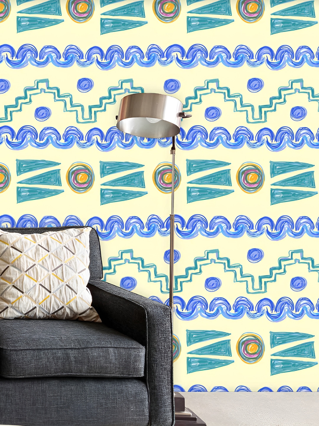 

ArtzFolio Yellow & Blue Printed Peel & Stick Self-Adhesive Wallpaper