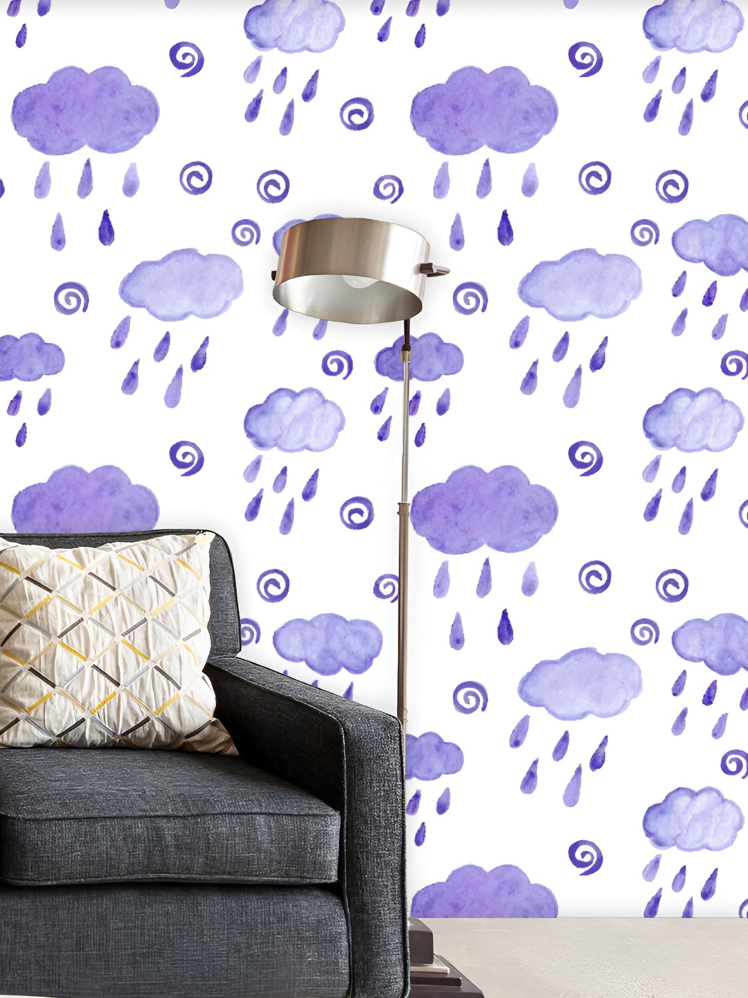 

ArtzFolio White & Blue Printed Self-Adhesive Wallpaper