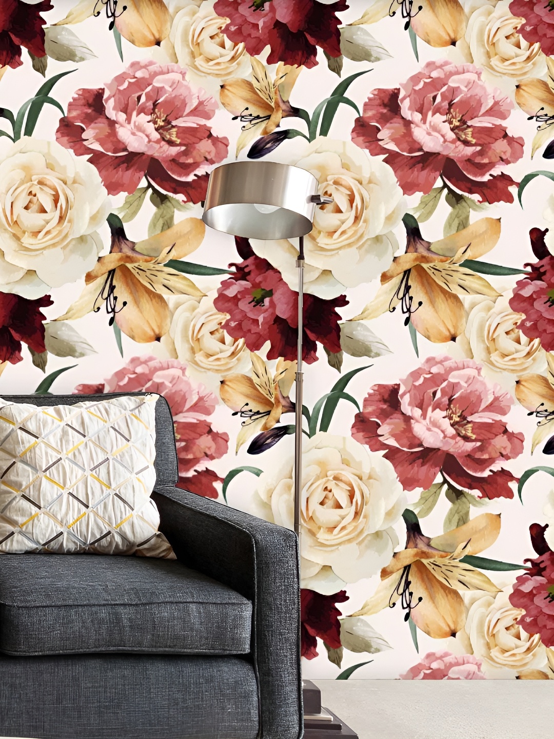 

ArtzFolio Beige & Maroon Printed Self Adhesive Wall Sticker