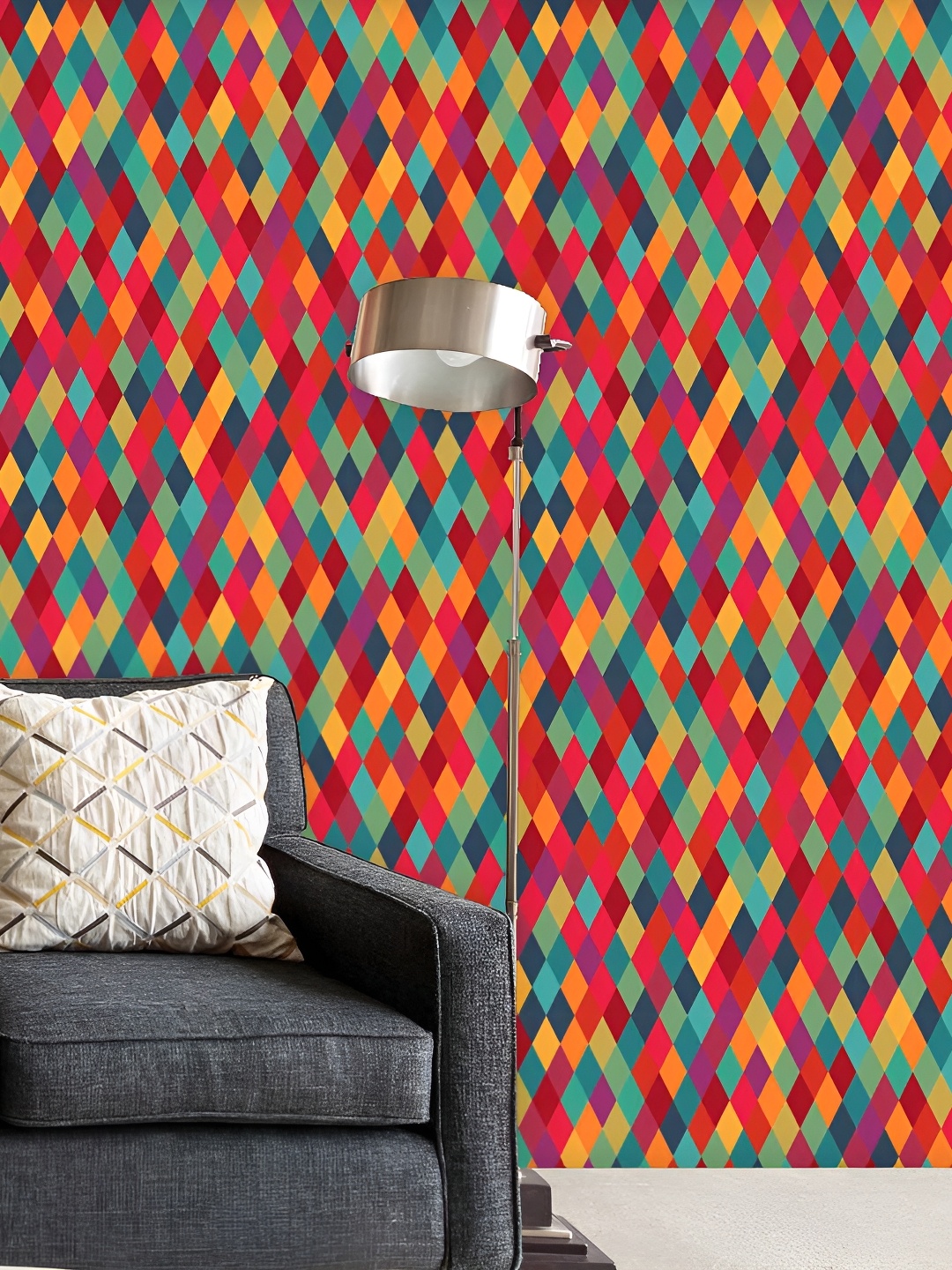 

ArtzFolio Red & Blue Geometric Printed Peel & Stick Self-Adhesive Wallpaper