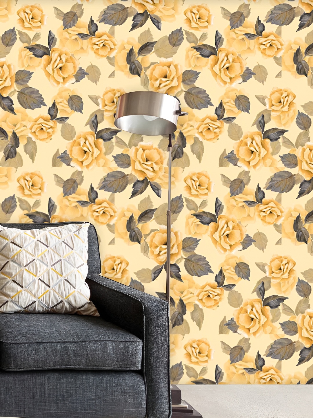 

ArtzFolio Yellow Floral and Botanical Self-Adhesive Peel & Stick Wallpaper