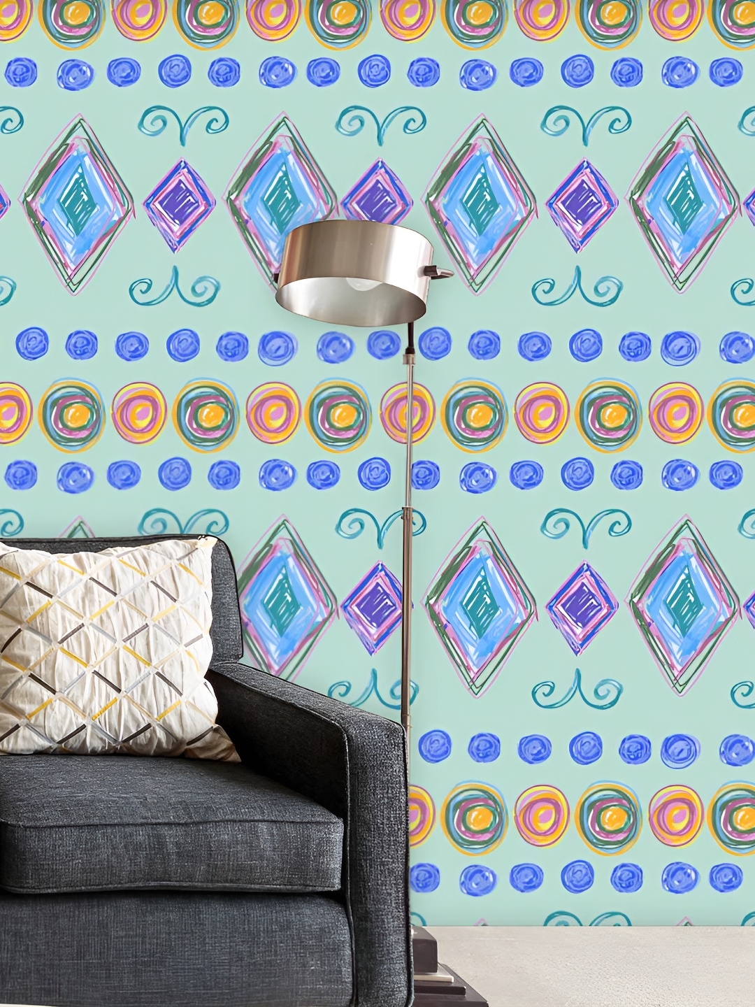 

ArtzFolio Green & Blue Abstract Printed Self-Adhesive Peel & Wall Sticker