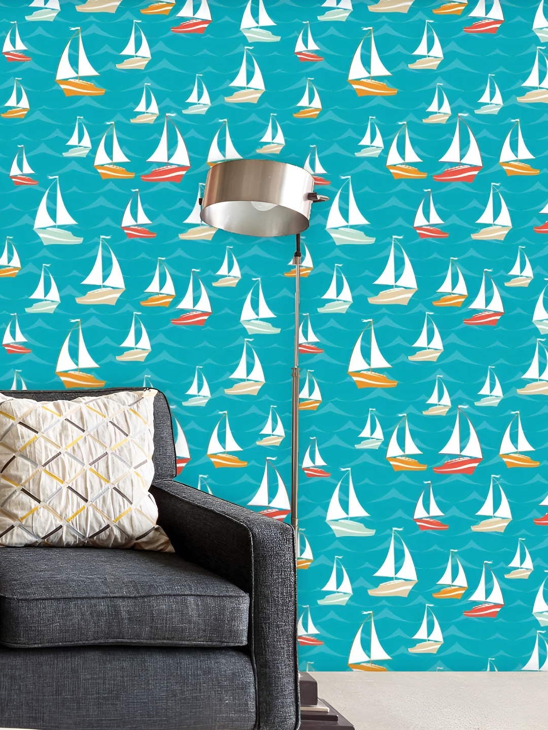 

ArtzFolio Blue & White Printed Self Adhesive Peel & Stick Wallpaper