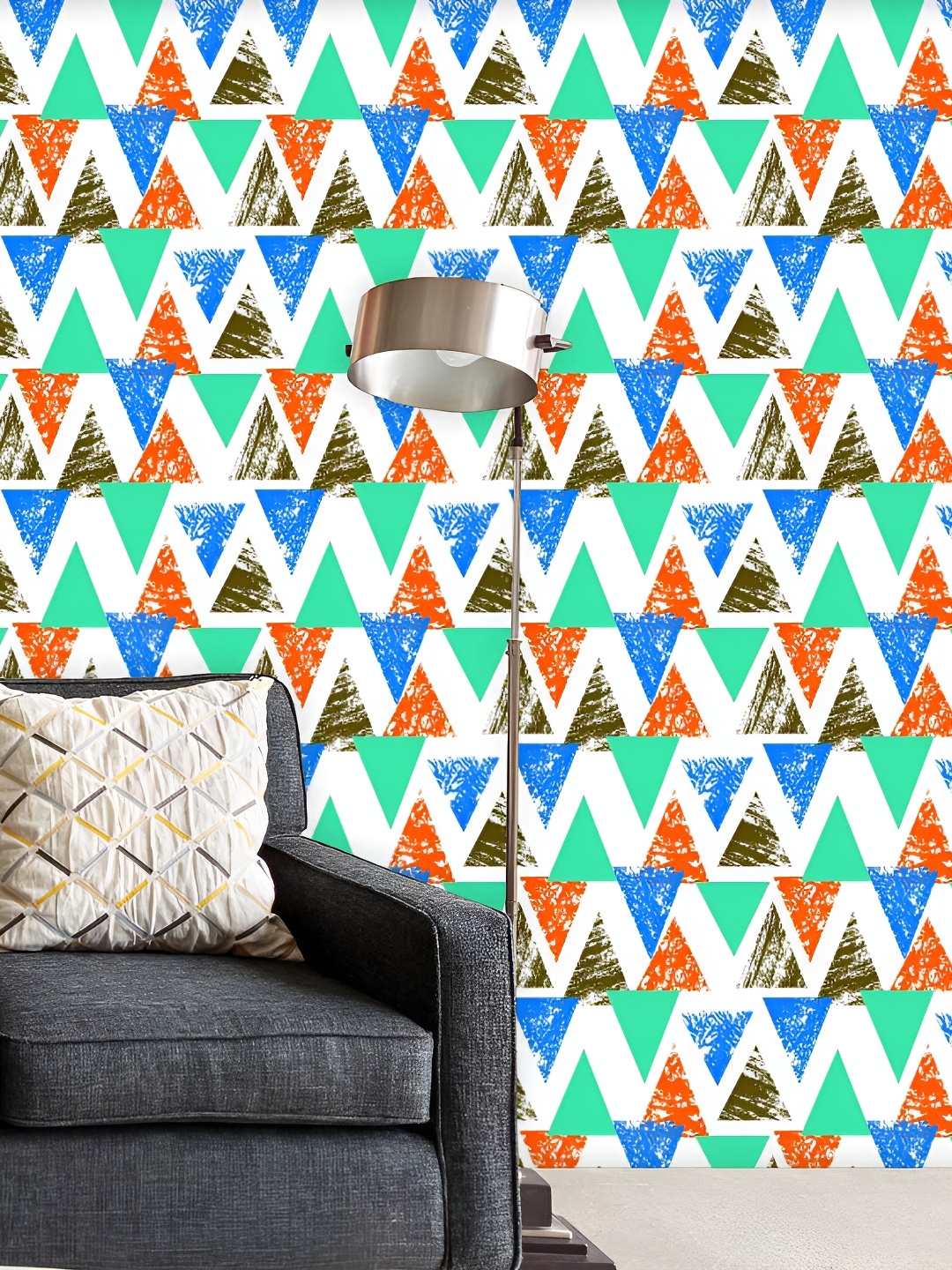 

ArtzFolio White & Blue Geometric Print Peel & Stick Self-Adhesive Wall Sticker