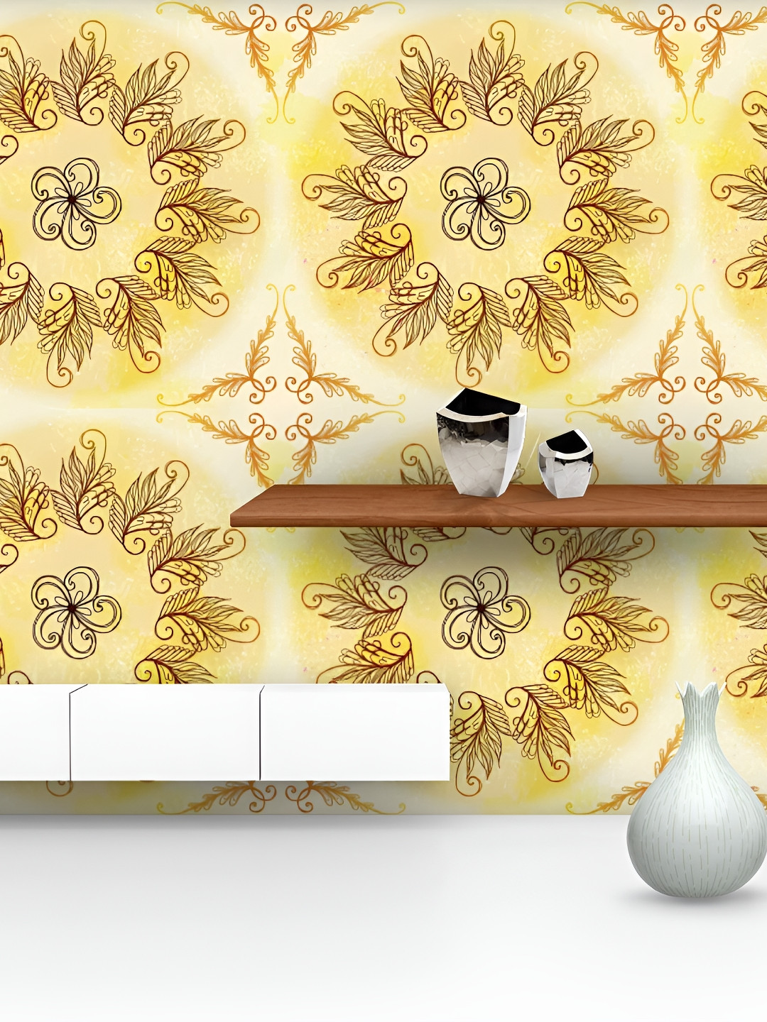 

ArtzFolio Yellow & Brown Printed Self Adhesive Wall Sticker