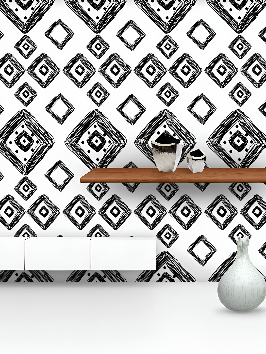 

ArtzFolio White & Black Geometric Printed Self Adhesive Wallpaper