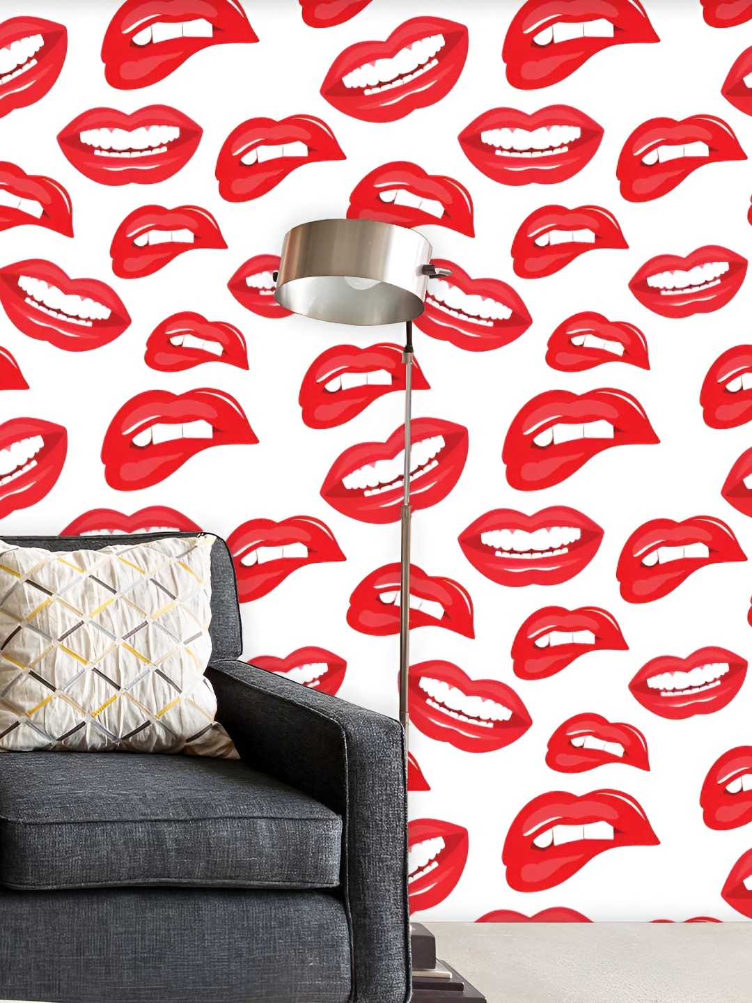 

ArtzFolio Red & White Conversational Printed Self-Adhesive Peel & Stick Wallpaper