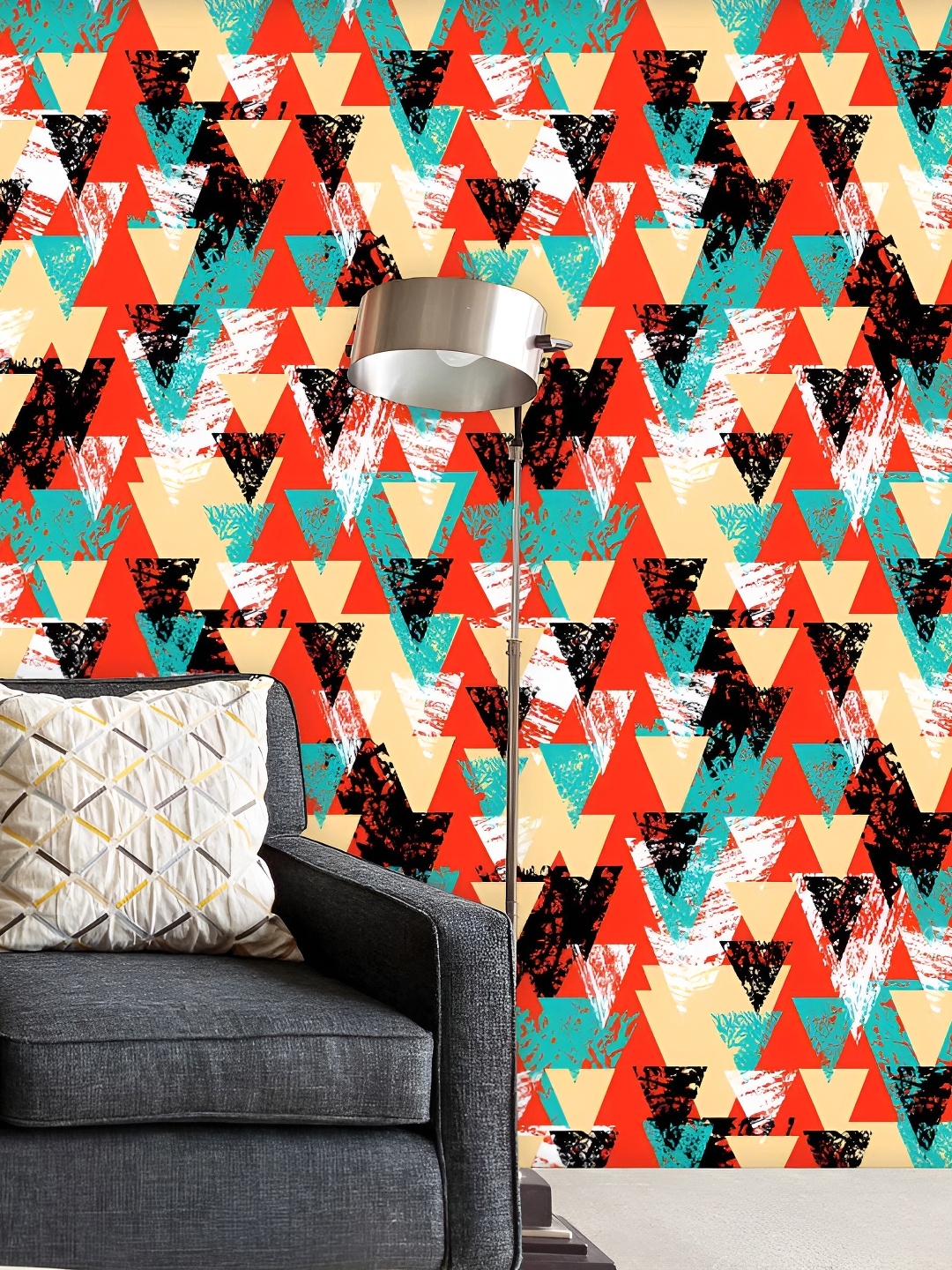 

ArtzFolio Beige & Green Triangle Printed Self-Adhesive Wallpaper