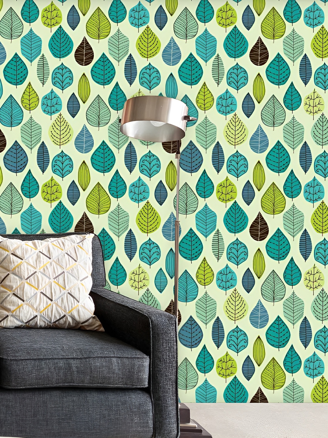 

ArtzFolio Green Leaf Printed Peel & Stick Wallpaper