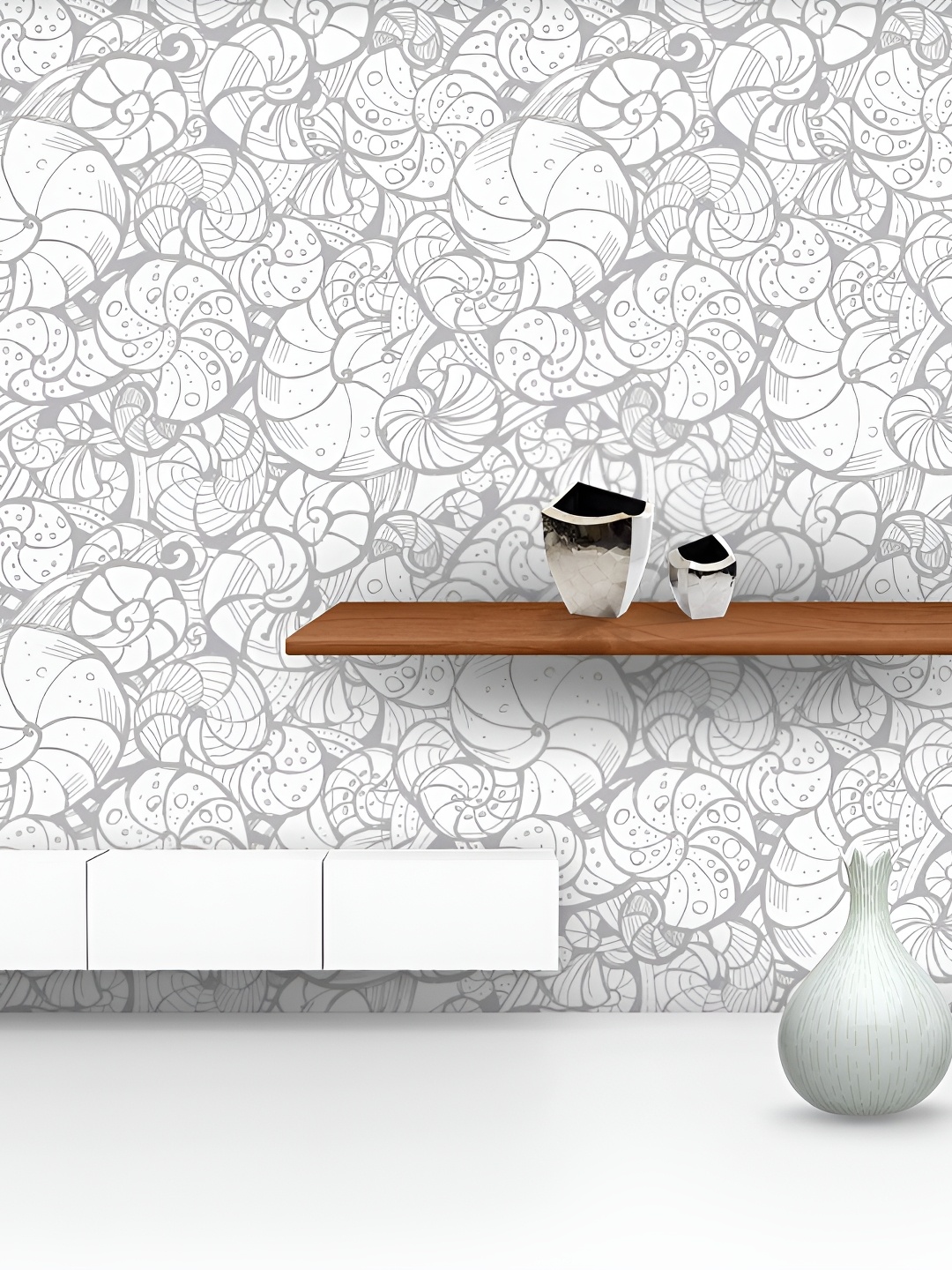 

ArtzFolio White & Grey Self-Adhesive Peel & Stick Wallpaper