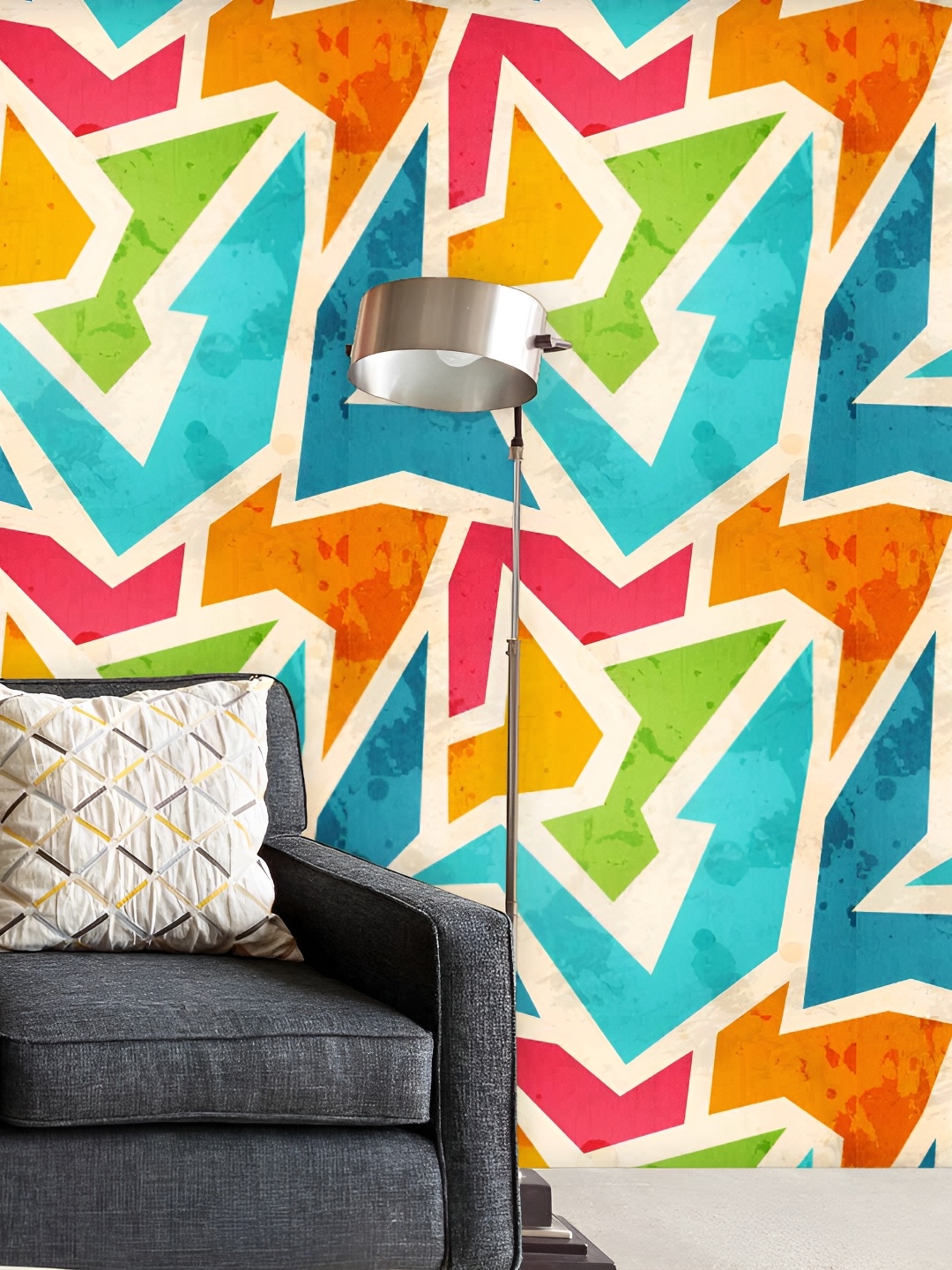 

ArtzFolio Blue & Orange Printed Peel & Stick Non-PVC Vinyl Self-Adhesive Wallpaper