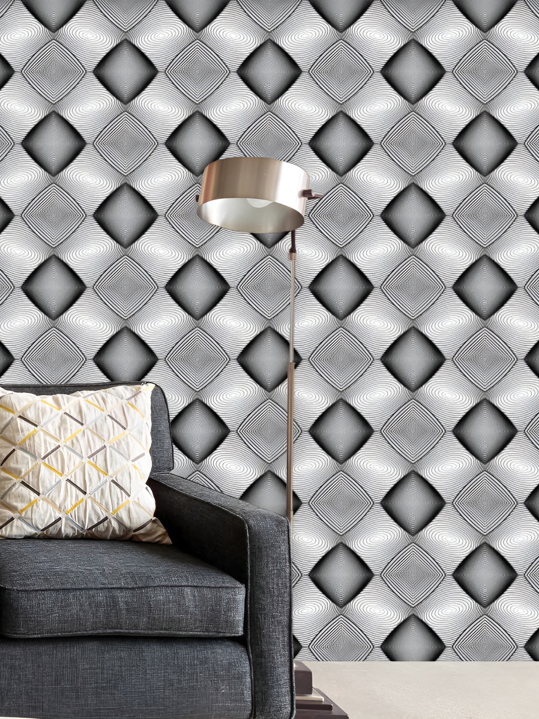 

ArtzFolio Black & White Geometric Printed Peel & Stick Wallpaper