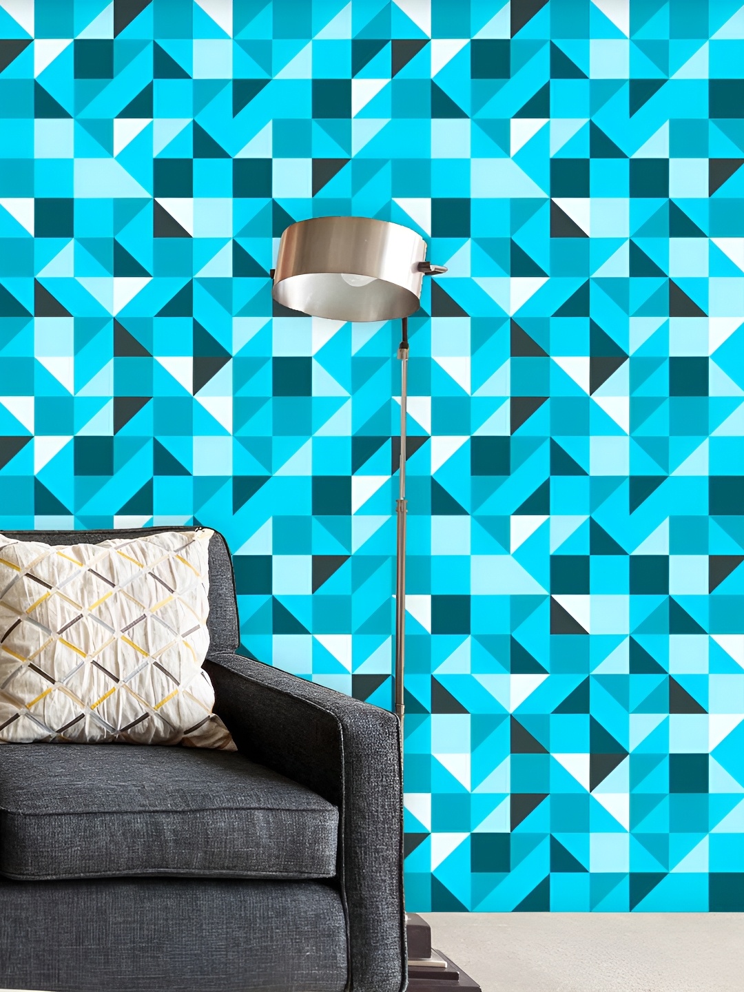 

ArtzFolio Blue & White Geometric Printed Self Adhesive Wall Decal