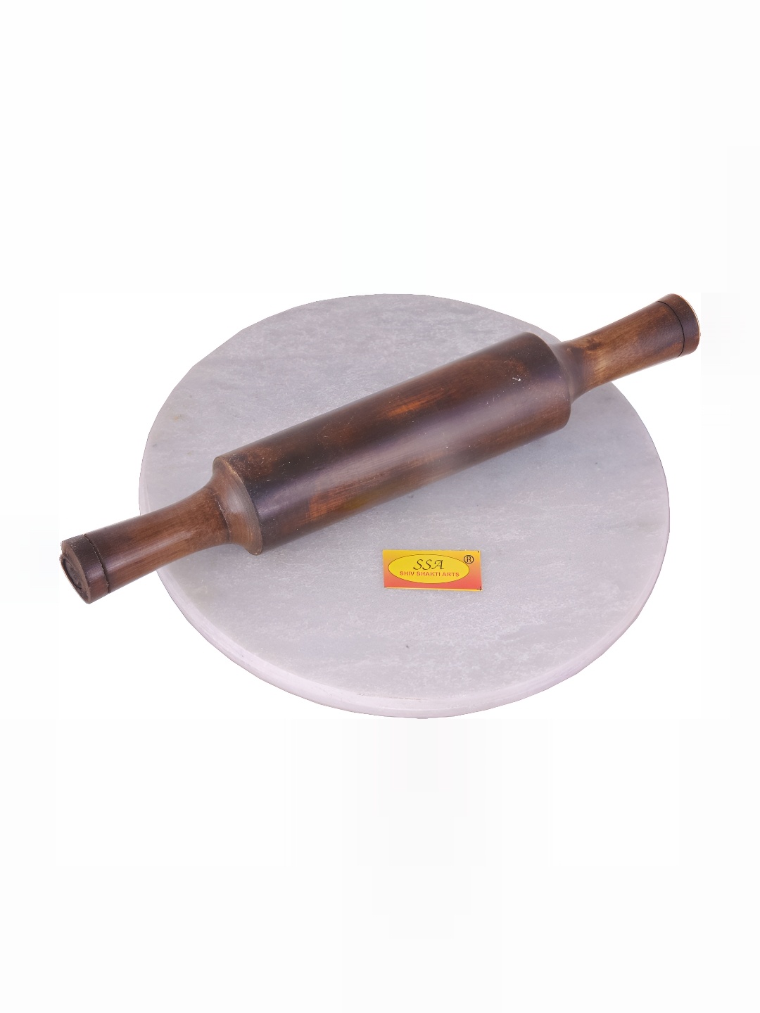 

Shivshakti Arts White & Brown 2 Pieces Wooden Chakla & Belan