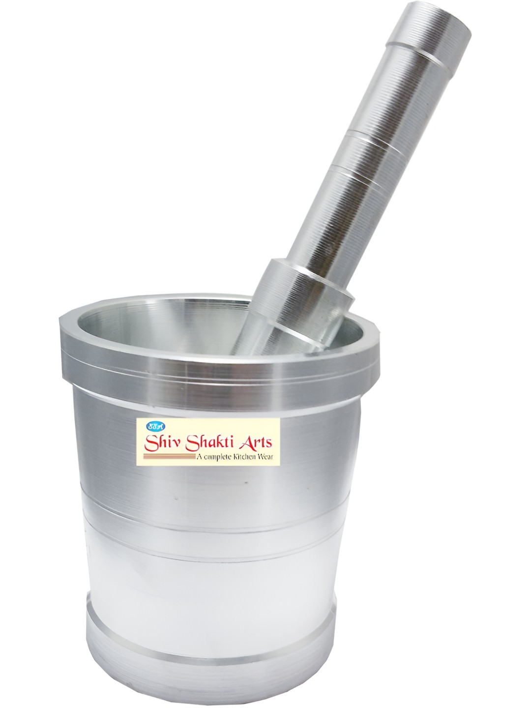 

Shivshakti Arts Silver-Toned Aluminium Mortar and pestel