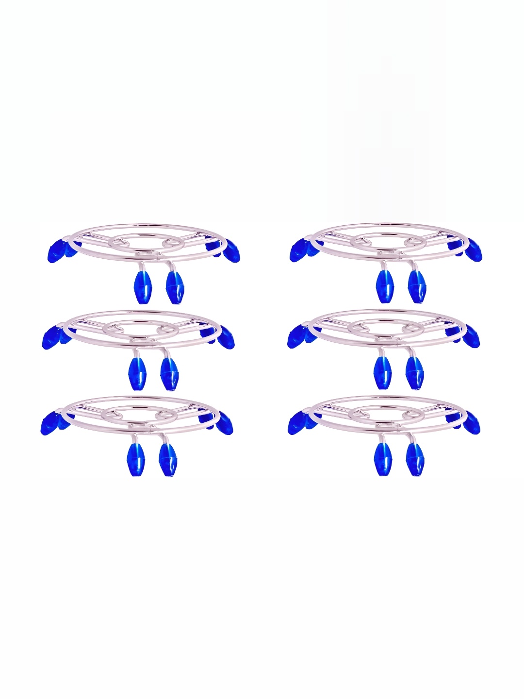 Shivshakti Arts Blue 6 Pcs Stainless Steel Cooker Stand