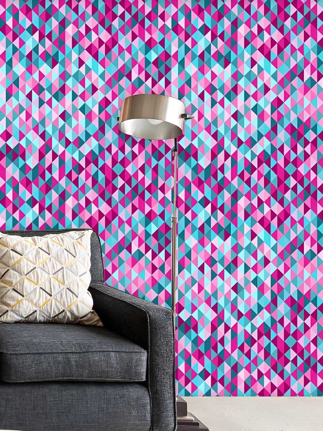 

ArtzFolio Pink Geometric Printed Peel & Stick Non-PVC Vinyl Self-Adhesive Wall Sticker, Turquoise blue