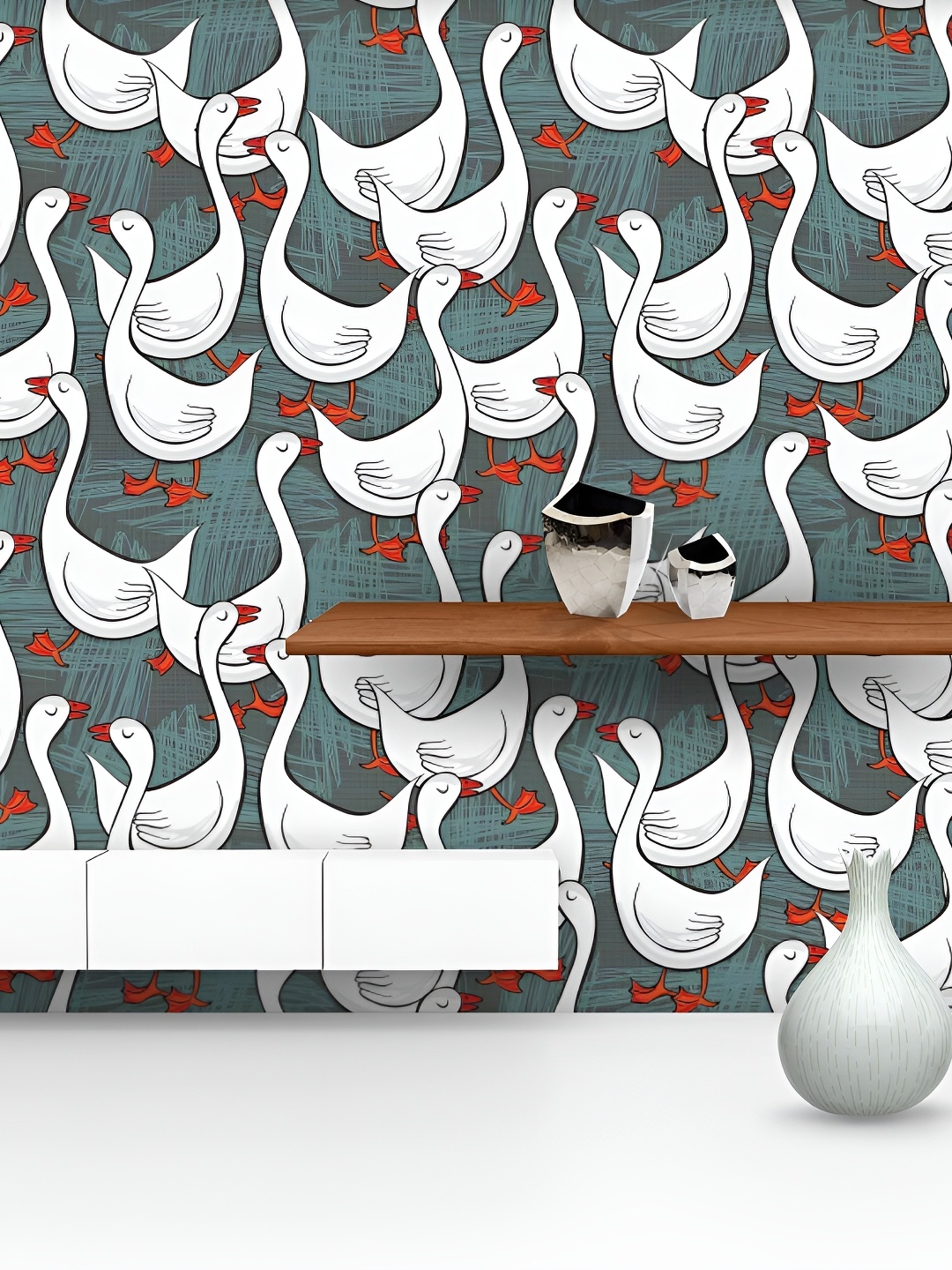 

ArtzFolio White & Green Printed Self Adhesive Wall Sticker