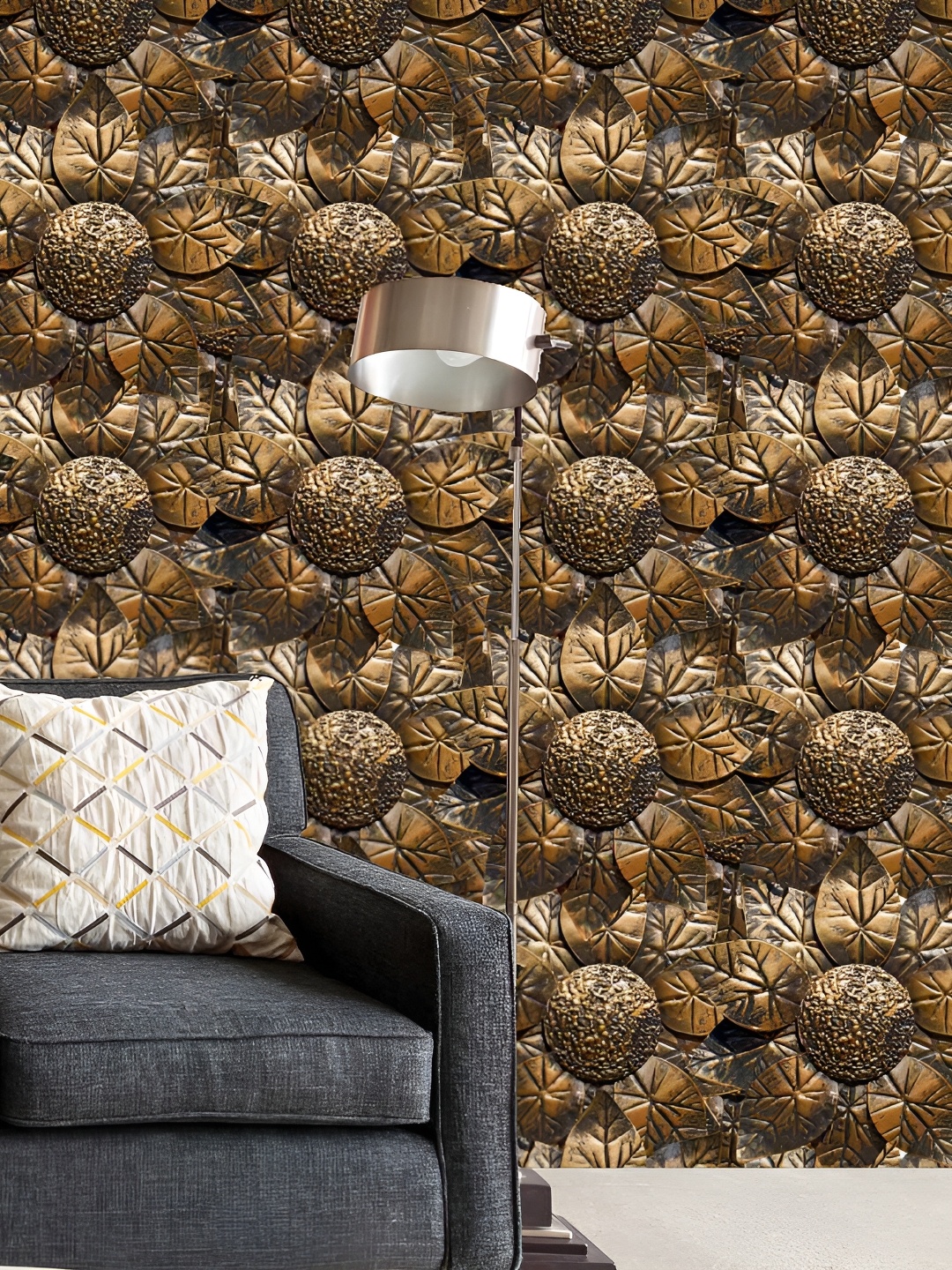 

ArtzFolio Brown Floral Printed Self Adhesive Wallpaper