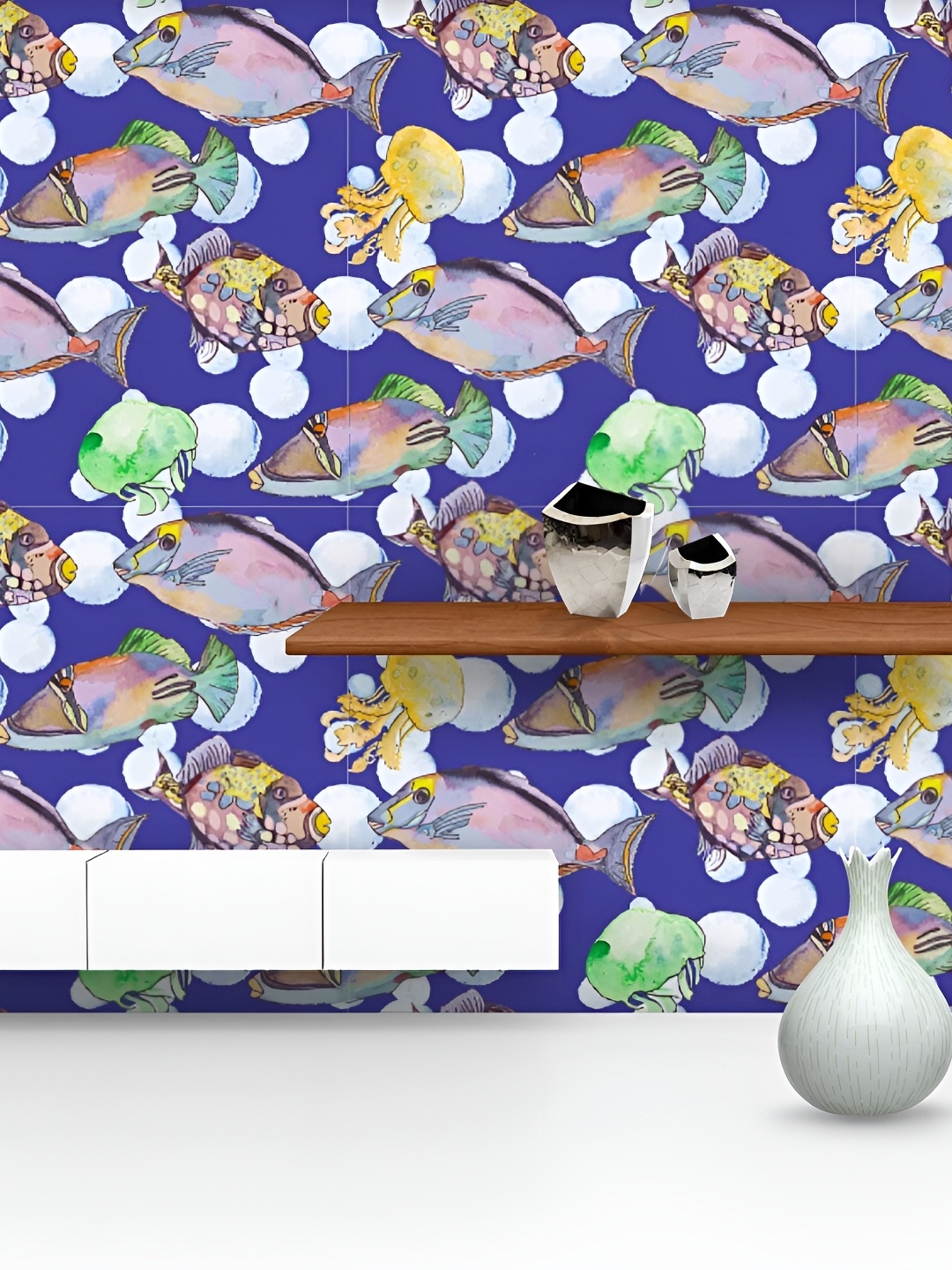 

ArtzFolio Blue Printed Peel & Stick Non-PVC Vinyl Self-Adhesive Wallpaper