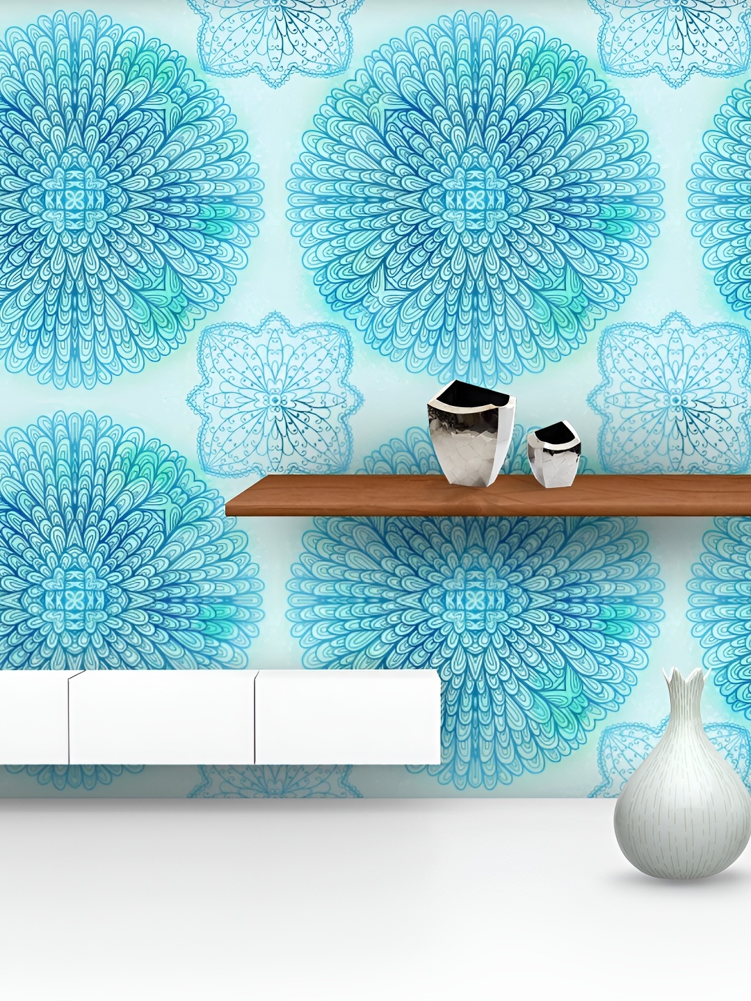 

ArtzFolio Blue Printed Self Adhesive Peel & Stick Wallpaper