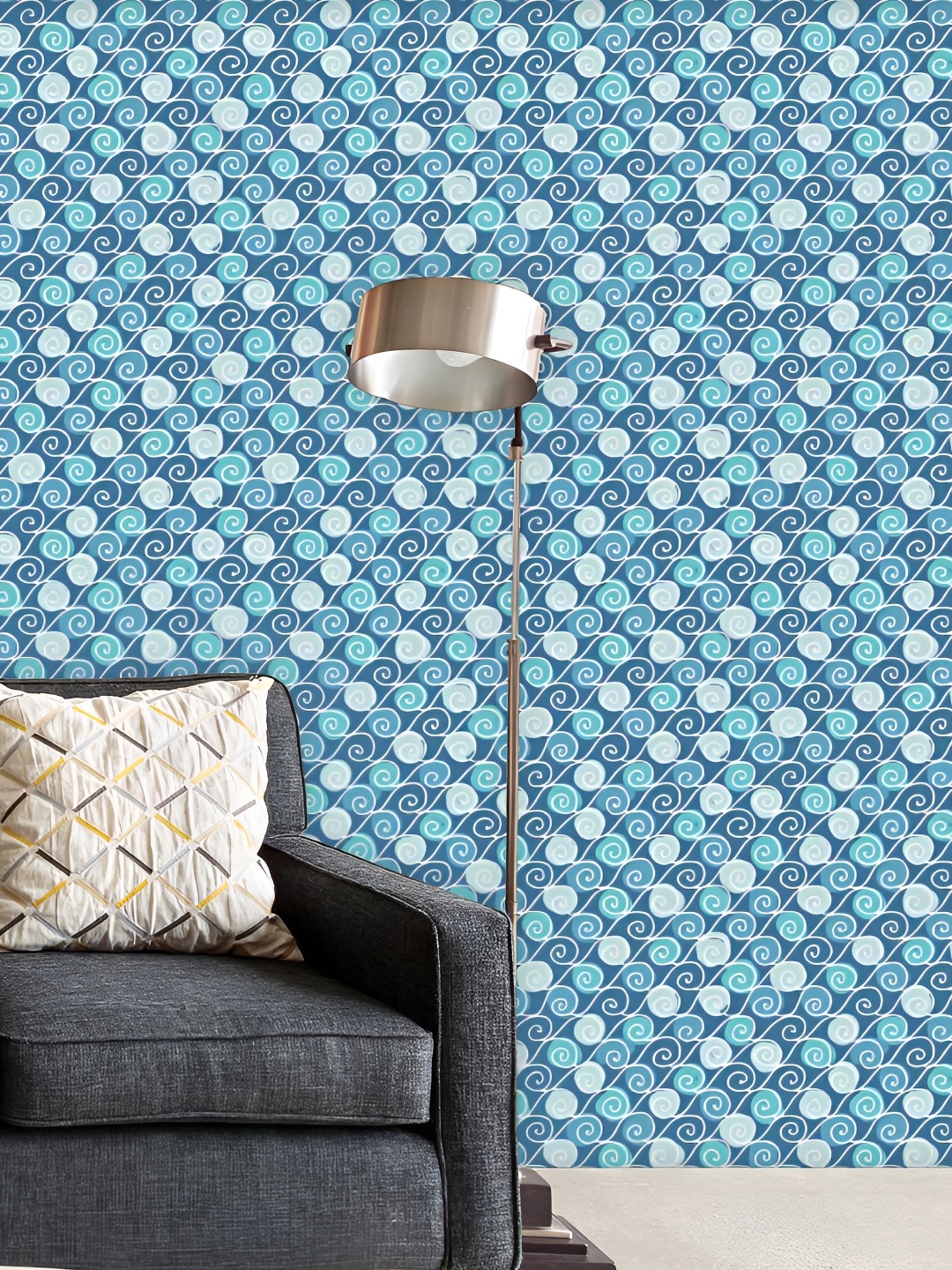 

ArtzFolio Blue White Printed Self-Adhesive Water-Resistant Peel & Stick Wallpaper