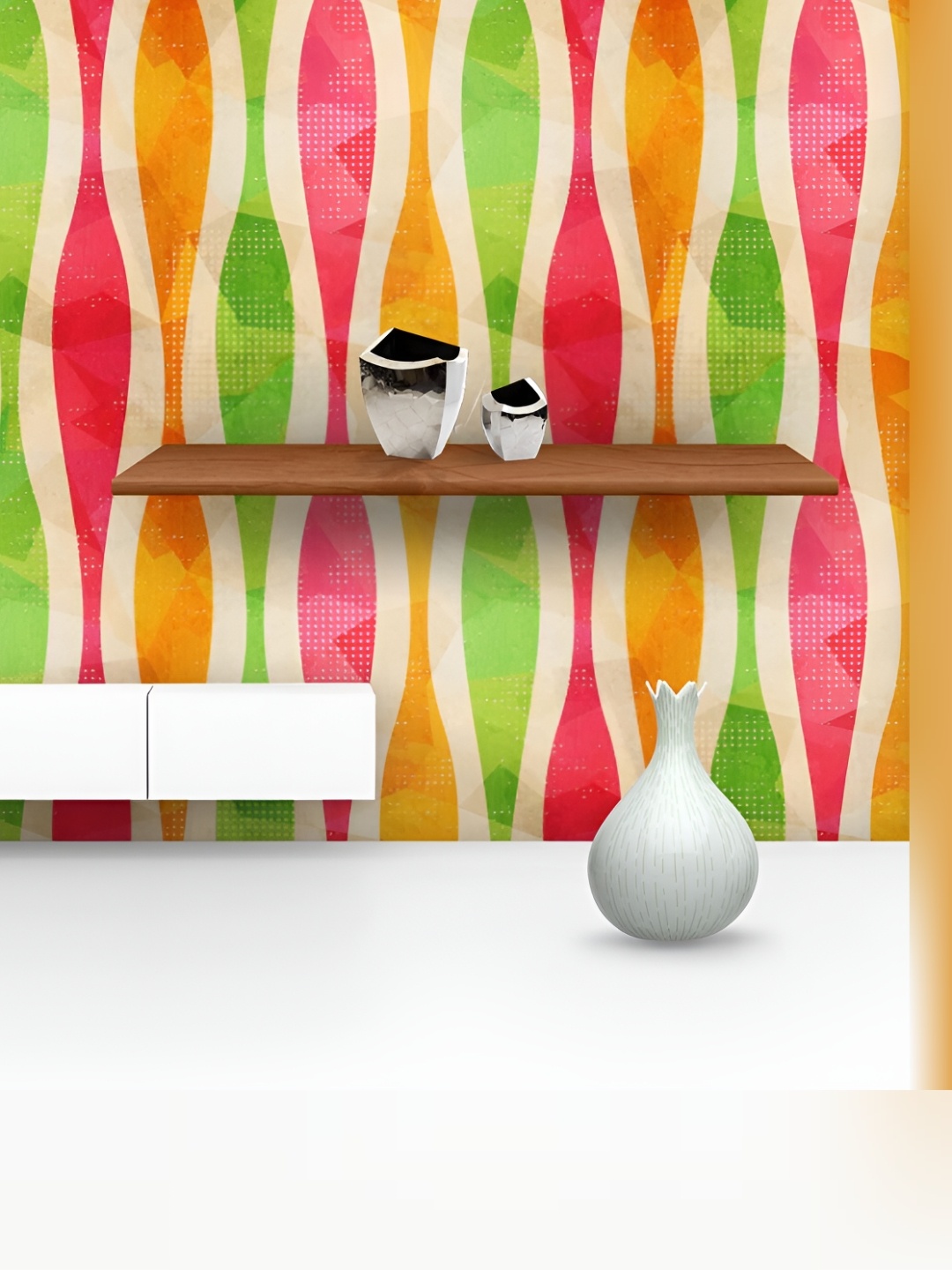 

ArtzFolio Beige Red Printed Self-Adhesive Water-Resistant Peel & Stick Wallpaper