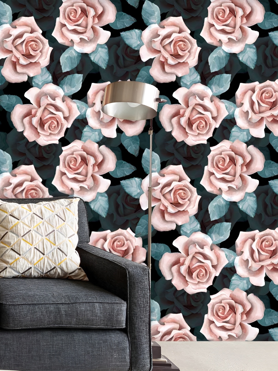 

ArtzFolio Green & Pink Floral Printed Self-Adhesive Wallpaper