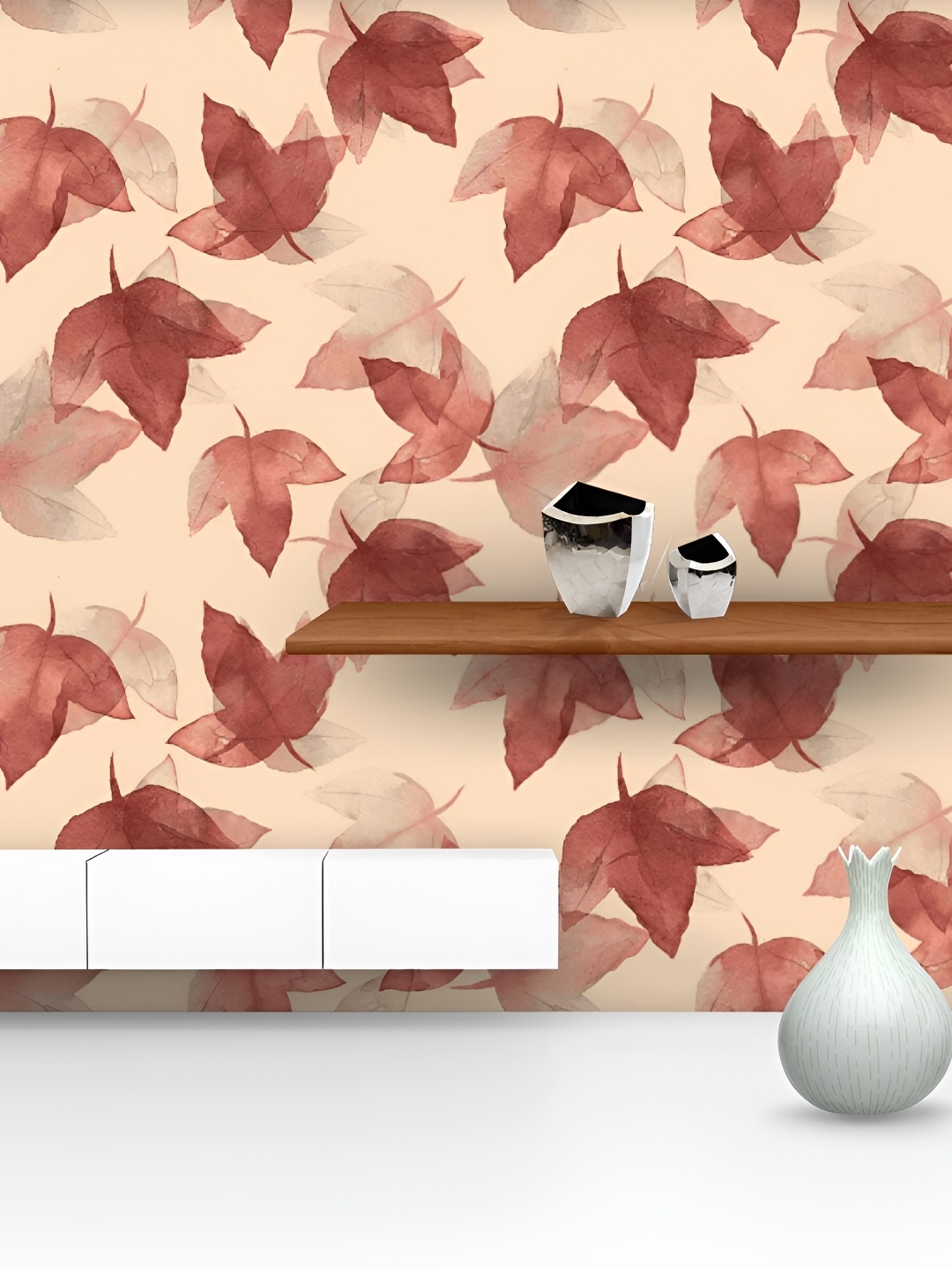 

ArtzFolio Pink & Brown Leaf Printed Self-Adhesive Peel & Stick Wallpaper
