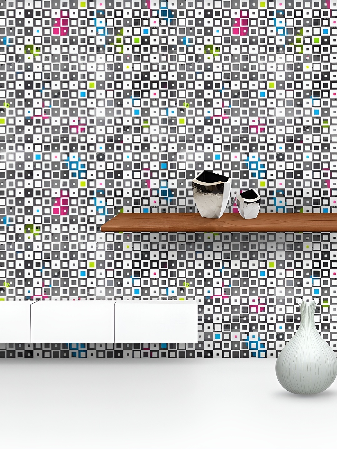 

ArtzFolio White & Grey Printed Peel & Stick Non-PVC Vinyl Self-Adhesive Wallpaper