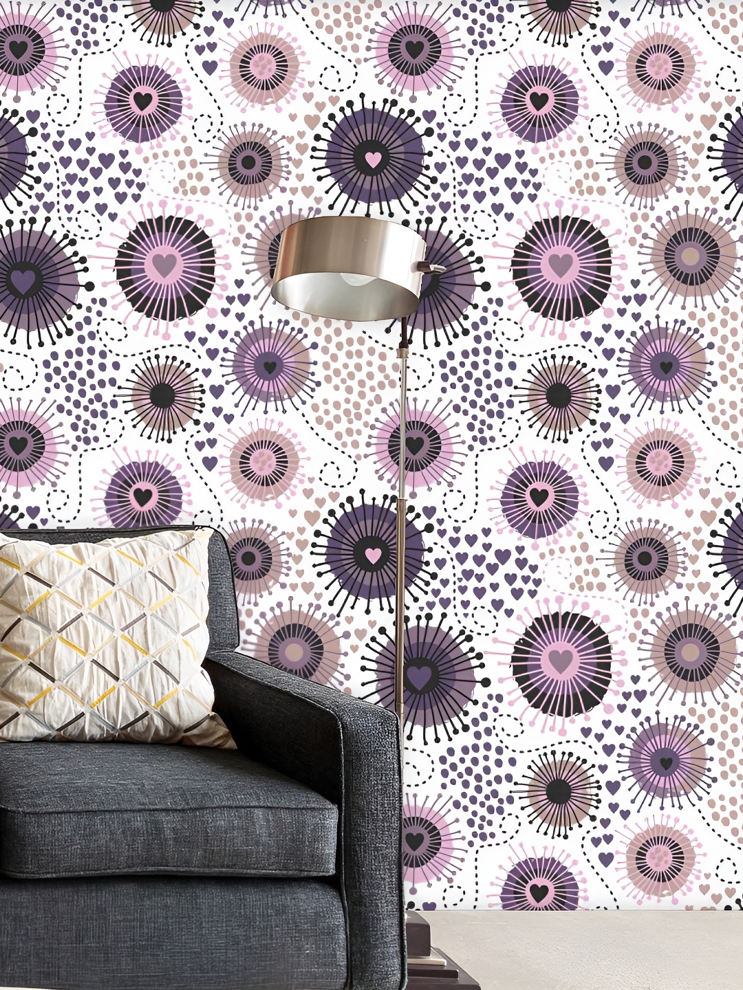 

ArtzFolio White & Purple Geometric Printed Water Resistant Peel & Stick Wallpaper